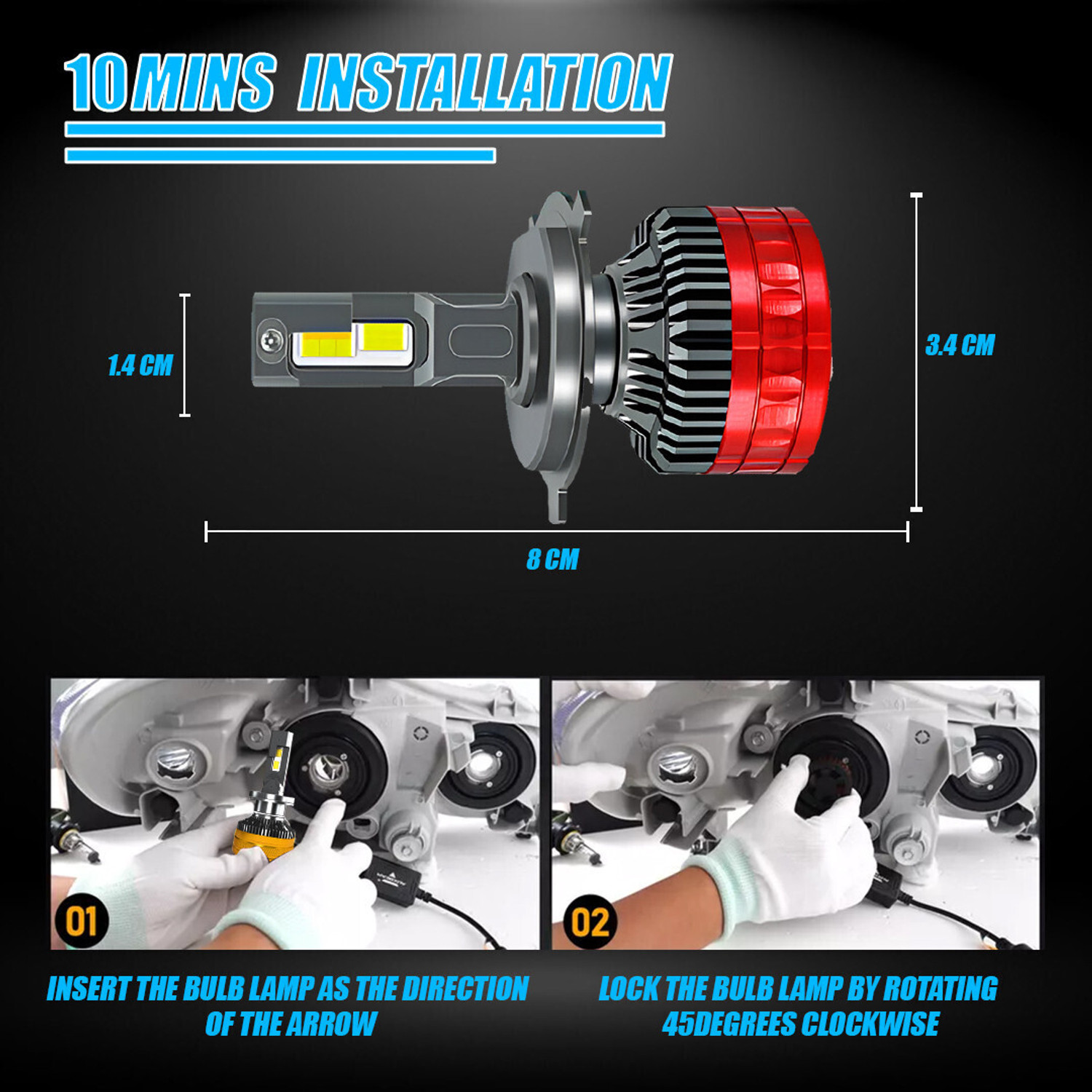 Image of Moto Genius Super Bright 65W Conversion Kit for Car & Motorbike Headlight Car, Motorbike LED (24 V, 80 W)