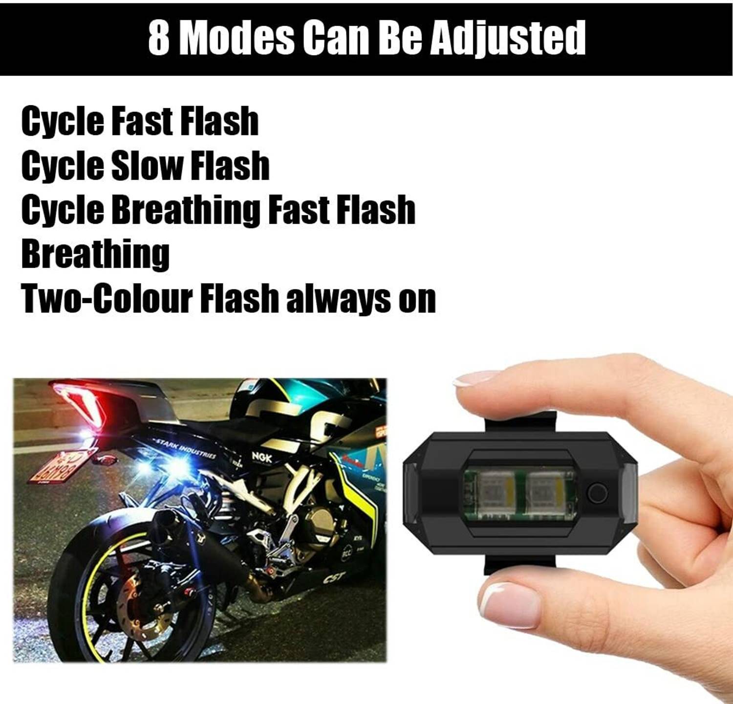 AutoTech LED 7 Colors Multicolour Helmet Blinker Night Strobe light n Parking Light Motorbike, Car, Truck, Van LED (40 V, 15 W)