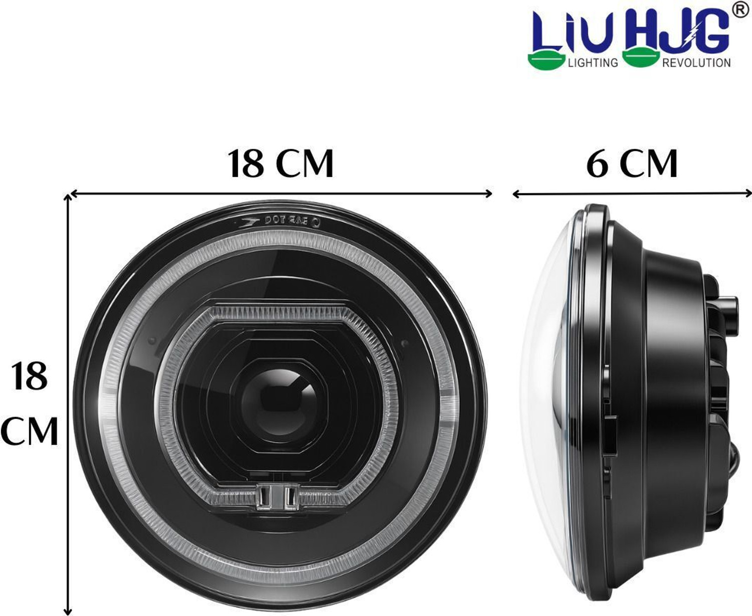 Image of LIU HJG C279 Yellow /White High /Low Beam 55W-42W 7 Inch Headlight With Y /W & Blue DRL Headlight Car, Motorbike, Truck, Van LED (12 V, 55 W)
