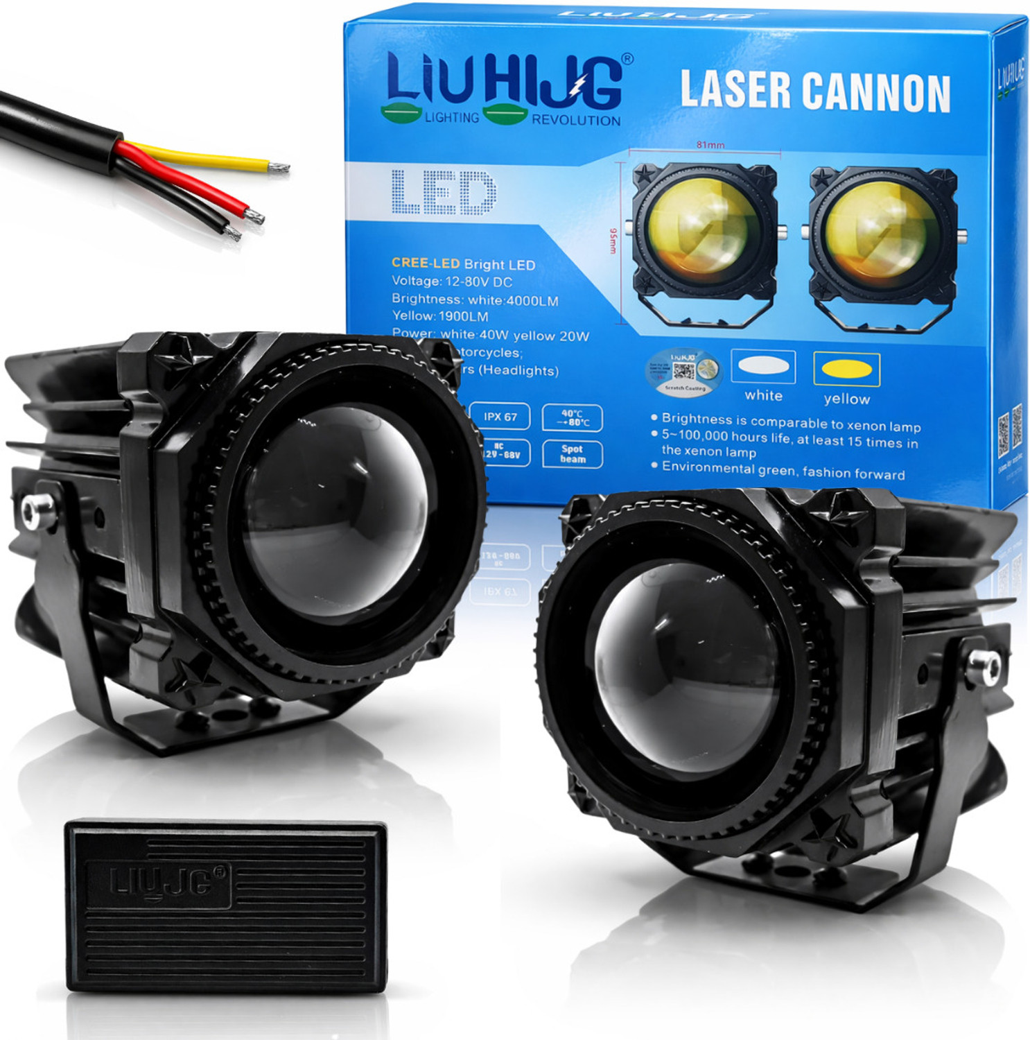 Image of LIU HJG Laser Canon Super Bright LED Fog Light Waterproof Fog Light Fog Lamp Car, Motorbike, Truck, Van LED (12 V, 120 W) (Universal For Bike, Universal For Car, Pack of 2)