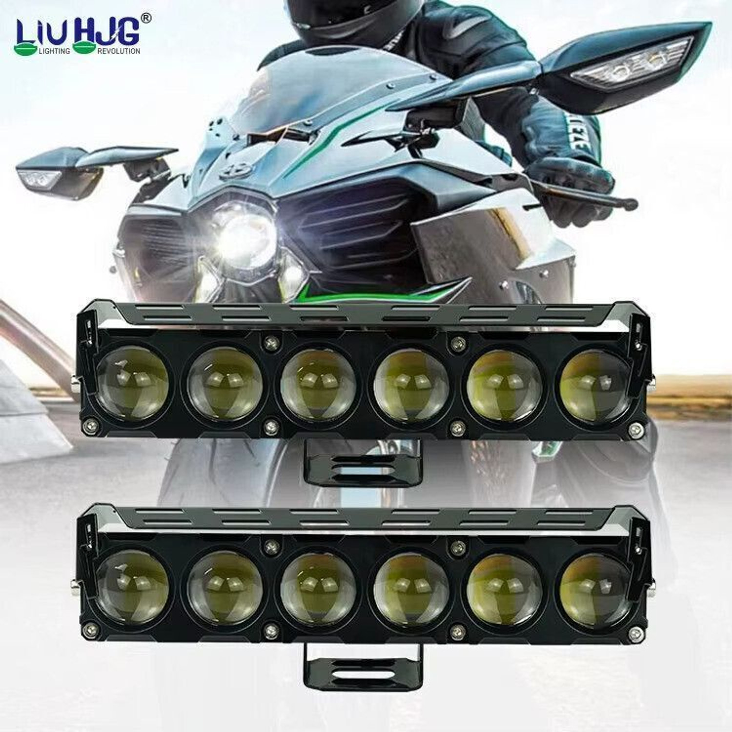 Image of LIU HJG Yellow /White LED 40+40 Watt Fog Light With Devil Eye Fog Lamp Car, Motorbike, Truck, Van LED (12 V, 80 W)