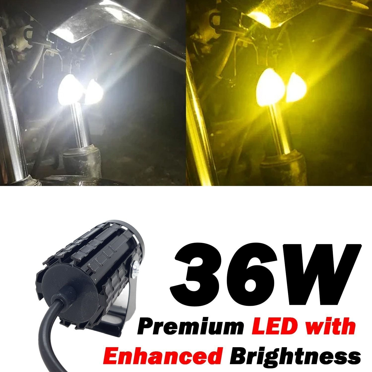 Image of LIU HJG 36 Watt Yellow /White Red Devil Eye Mini LED Fog Light Fog Lamp Car, Motorbike, Truck LED (9 V, 36 W)