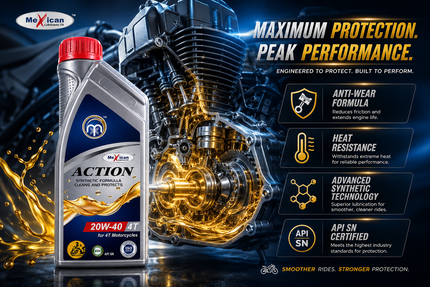 Image of Mexican mk active 01 MK Active 20W-40 4T Motorcycle Engine Oil High Performance Engine Oil