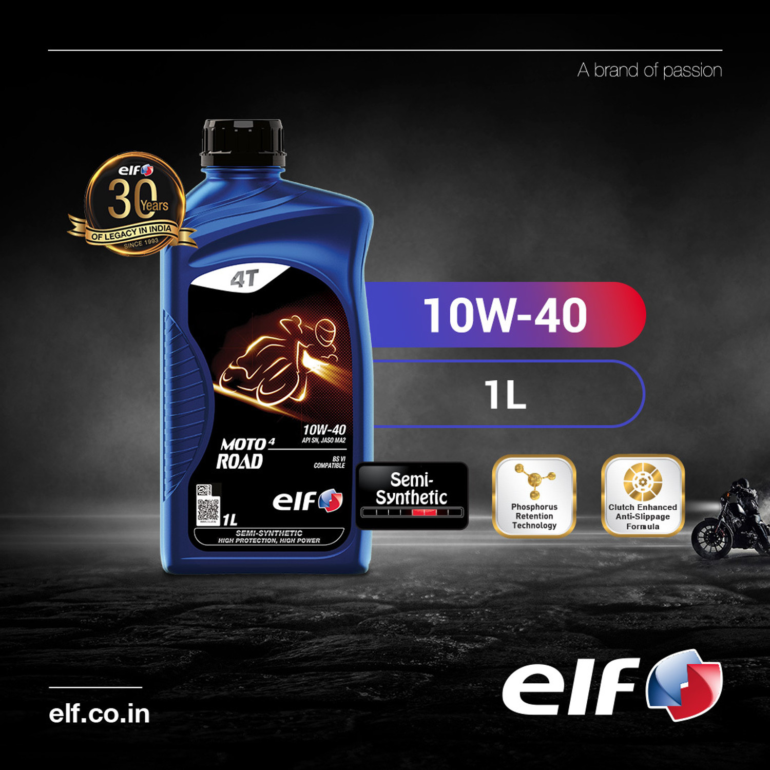 Image of Elf Road 10W-40 Synthetic Blend Engine Oil
