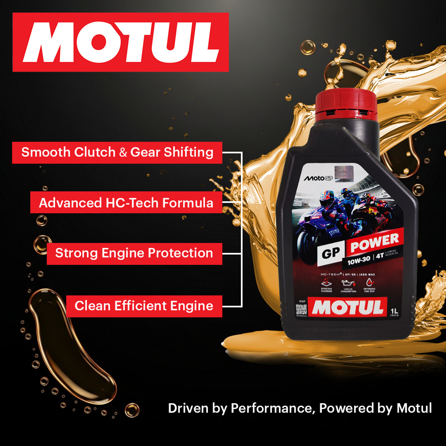 Image of MOTUL GP-power-4T-10w30 GP-power-4T-10w30 Synthetic Blend Engine Oil