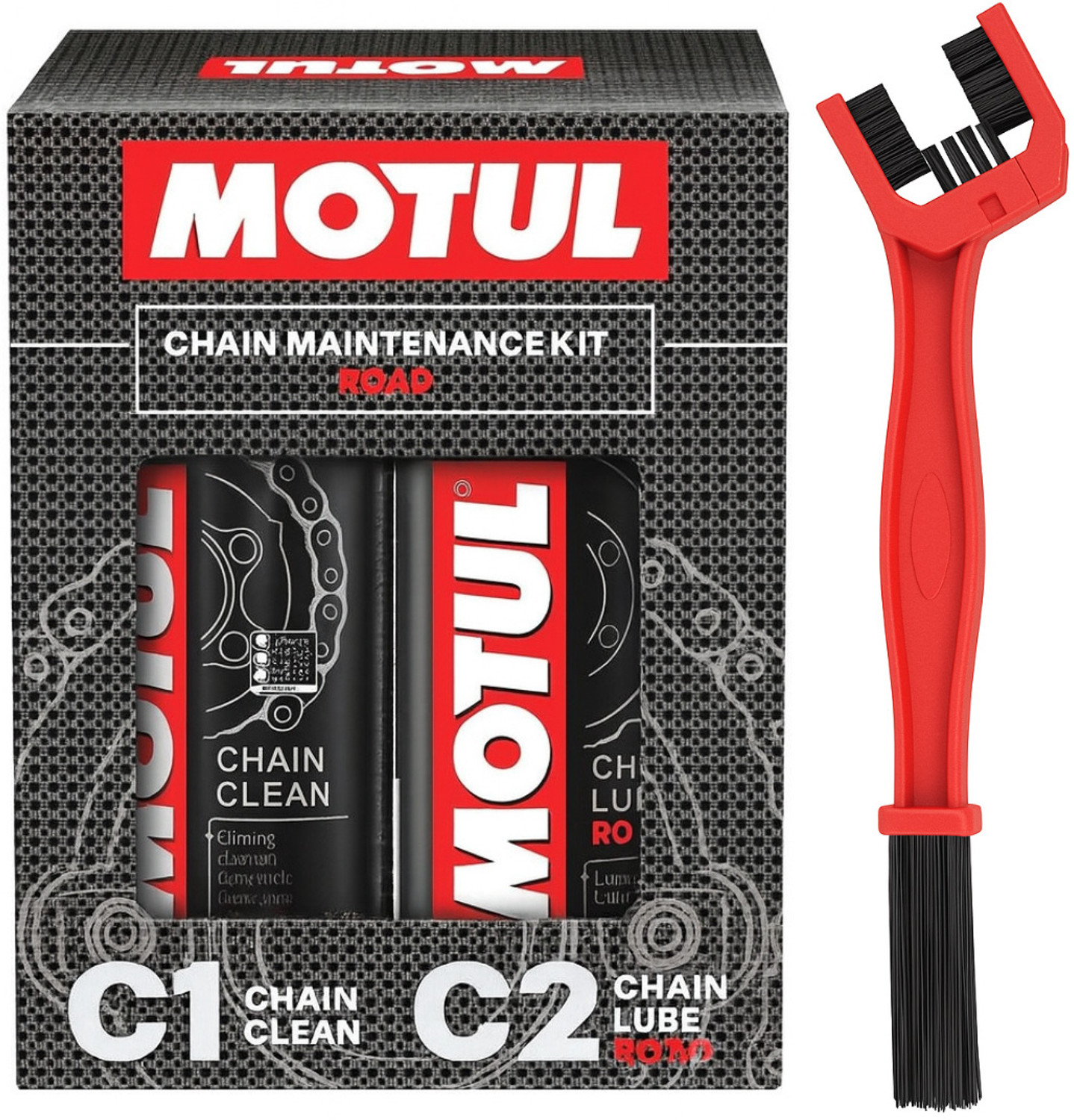 Image of MOTUL Combo C1 Chain Cleaner (150 ML) & C2 Chain Lube Road (150 ML) | Chain Cleaner Brush | Chain Oil