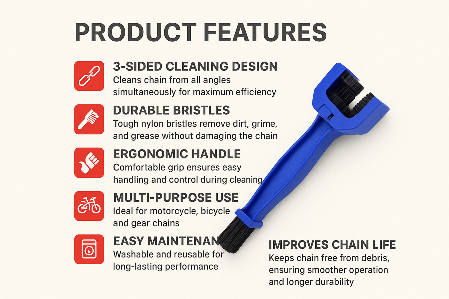 Image of RVRustar Combo of Chain Cleaner+ Chain Lube+ Car & Bike Polish with Chain Brush Chain Maintenance kit Chain Oil