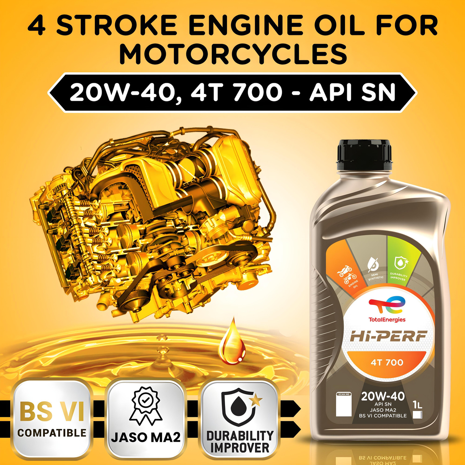 Image of Total Energies Hi-Perf 700 20W-40 API SN Technosynthese (Semi Synthetic)