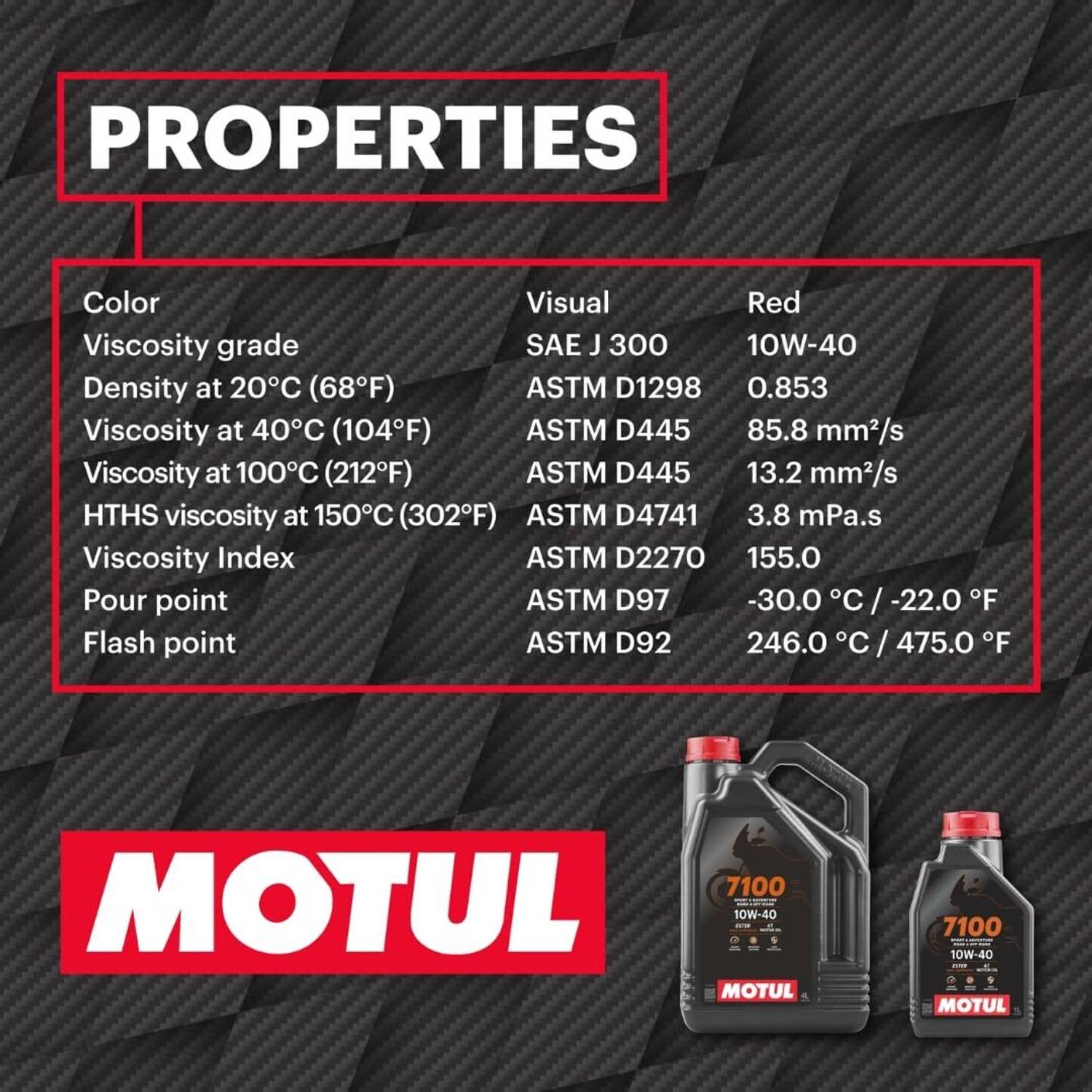 MOTUL 7100 4T 10W-40 Ester Core Synthetic Engine Oil - Image 3