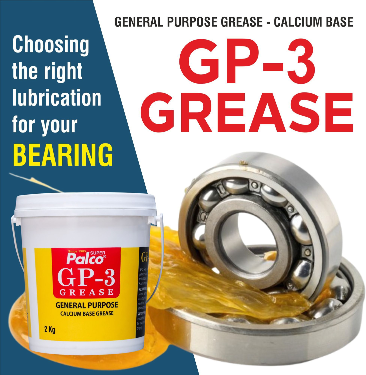 Image of PL SUPER PALCO GP-3 Grease 2KG General Multipurpose Water Resistant & Chassis Bearing Calcium Base Grease for Car Machinery Industrial Agricultural Bike Chain Lube NLGI-3 Grease