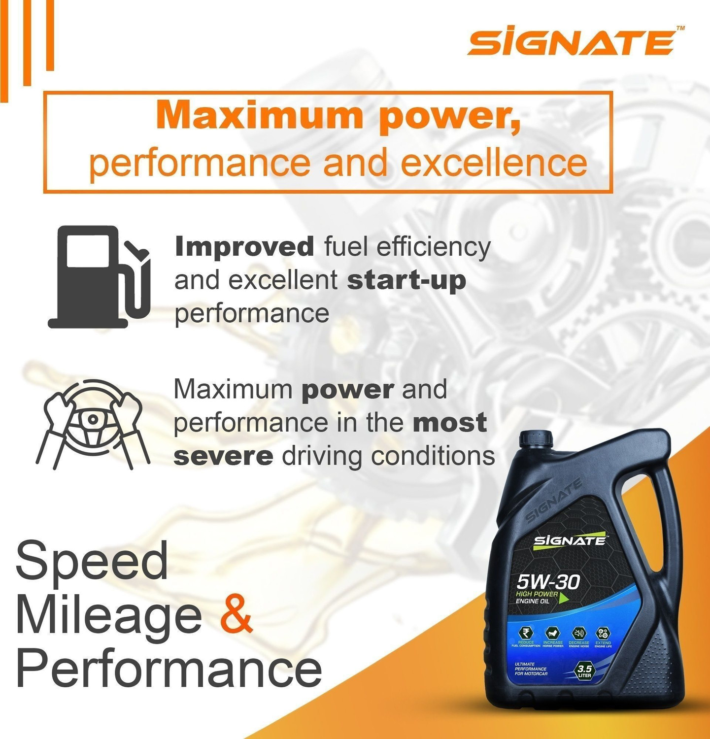 Image of Signate 5W-30 API Fully Synthetic Engine Oil for Petrol, Diesel & CNG Cars High Performance Engine Oil