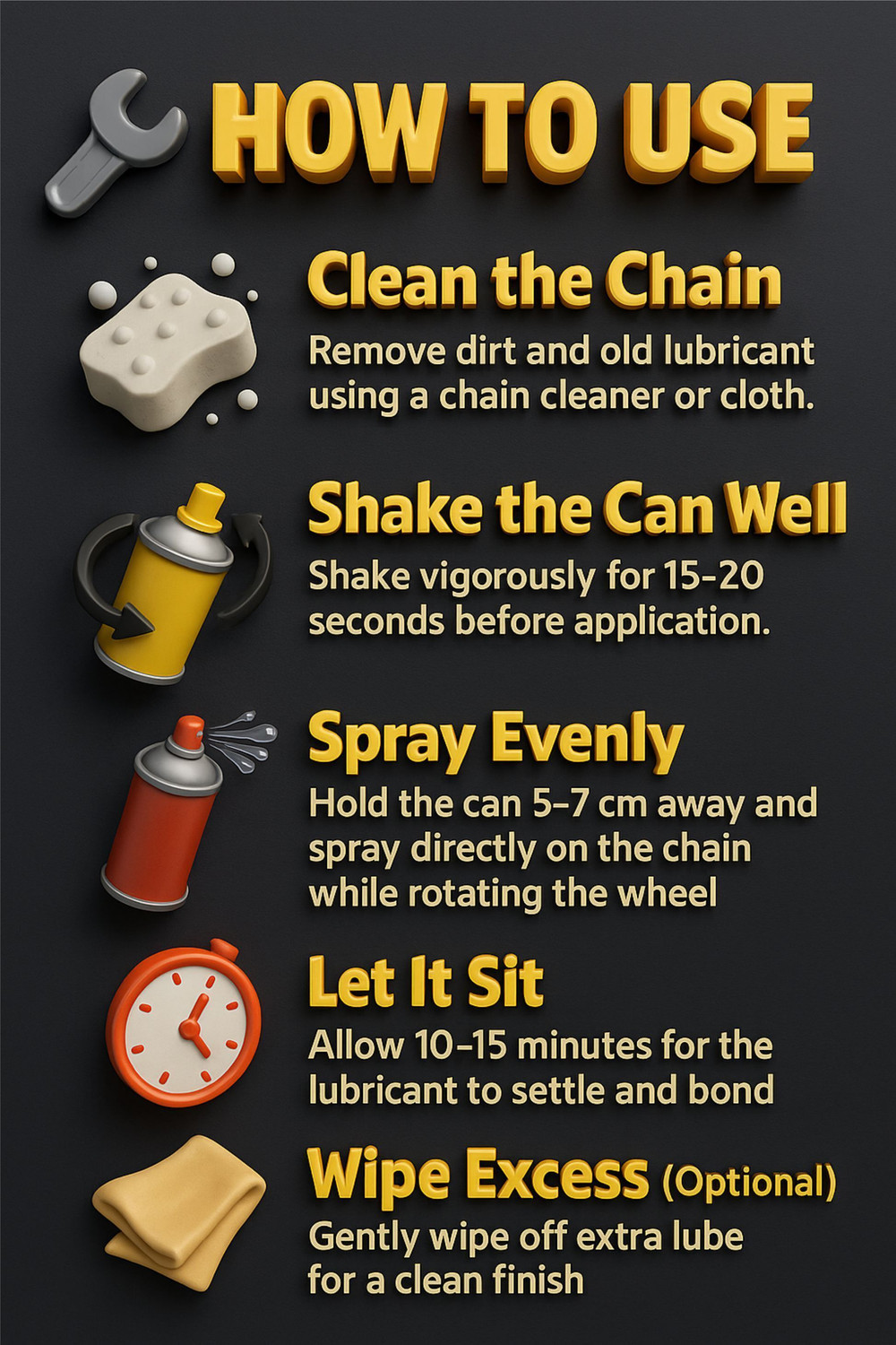 Image of RUSTAR Combo of Chain Cleaner+ Chain Lubricant+ Bike & Car Polish with Cleaning Brush & Foam | Shines & Protects Chain| Car Dashboard Interior & Exterior Cleaning| Chain Oil