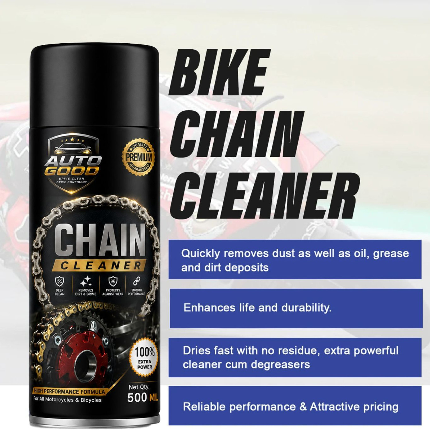 Image of Auto good Professional Bike Chain Cleaner And Lubricant Combo For Daily Maintenance High Performance Motorcycle Chain Care Combo With Cleaner Lubricant Chain Oil