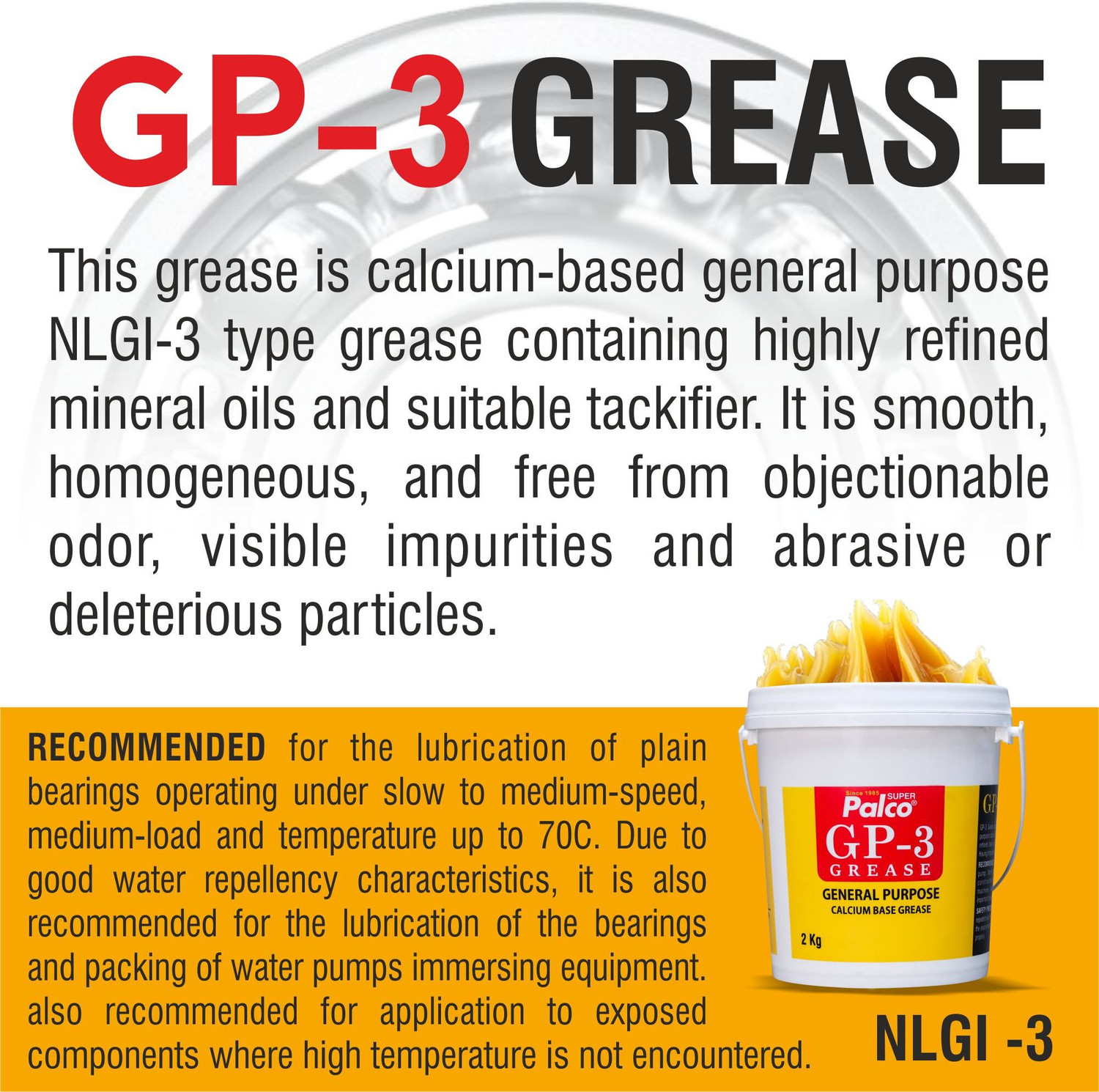 Image of PL SUPER PALCO GP-3 Grease 2KG General Multipurpose Water Resistant & Chassis Bearing Calcium Base Grease for Car Machinery Industrial Agricultural Bike Chain Lube NLGI-3 Grease