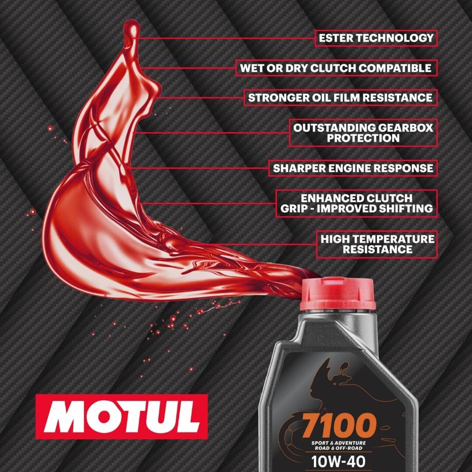 MOTUL 7100 4T 10W-40 Ester Core Synthetic Engine Oil - Image 4
