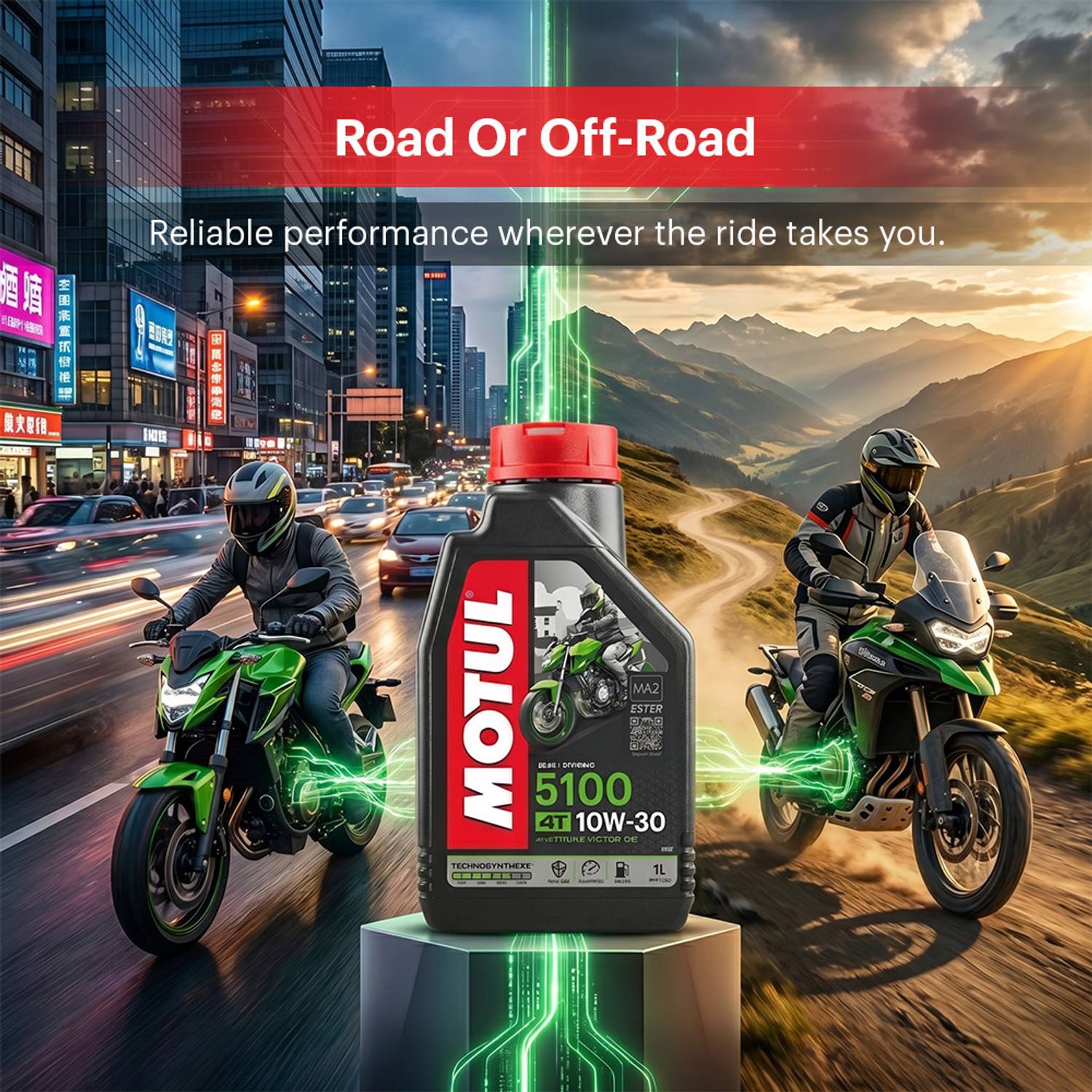 MOTUL 5100 4T 10W-30 1L Synthetic Blend Engine Oil - Image 5