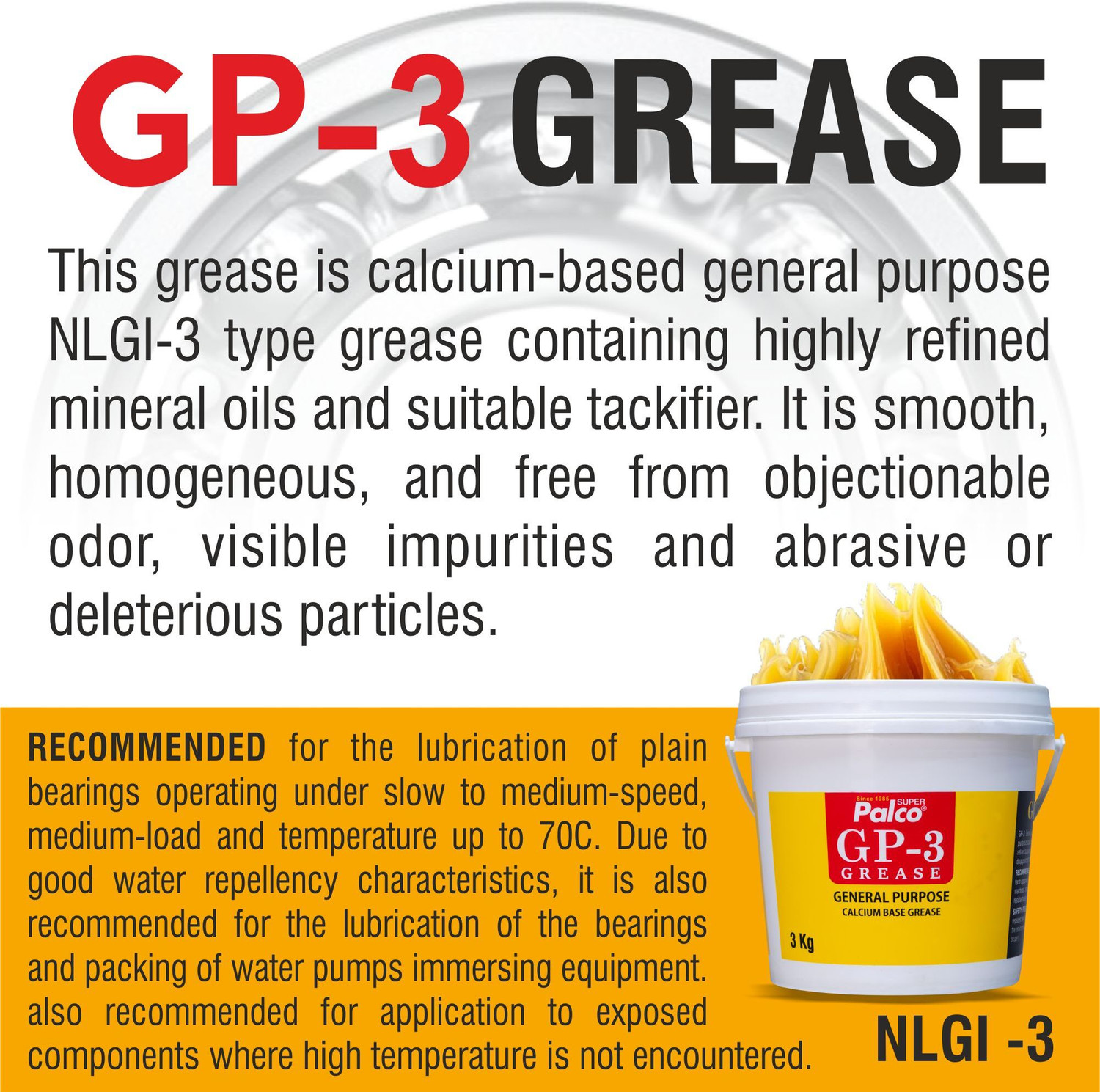 Image of PL SUPER PALCO GP-3 Grease 3KG General Multipurpose Water Resistant & Chassis Bearing Calcium Base Grease for Car Machinery Industrial Agricultural Bike Chain Lube NLGI-3 Grease