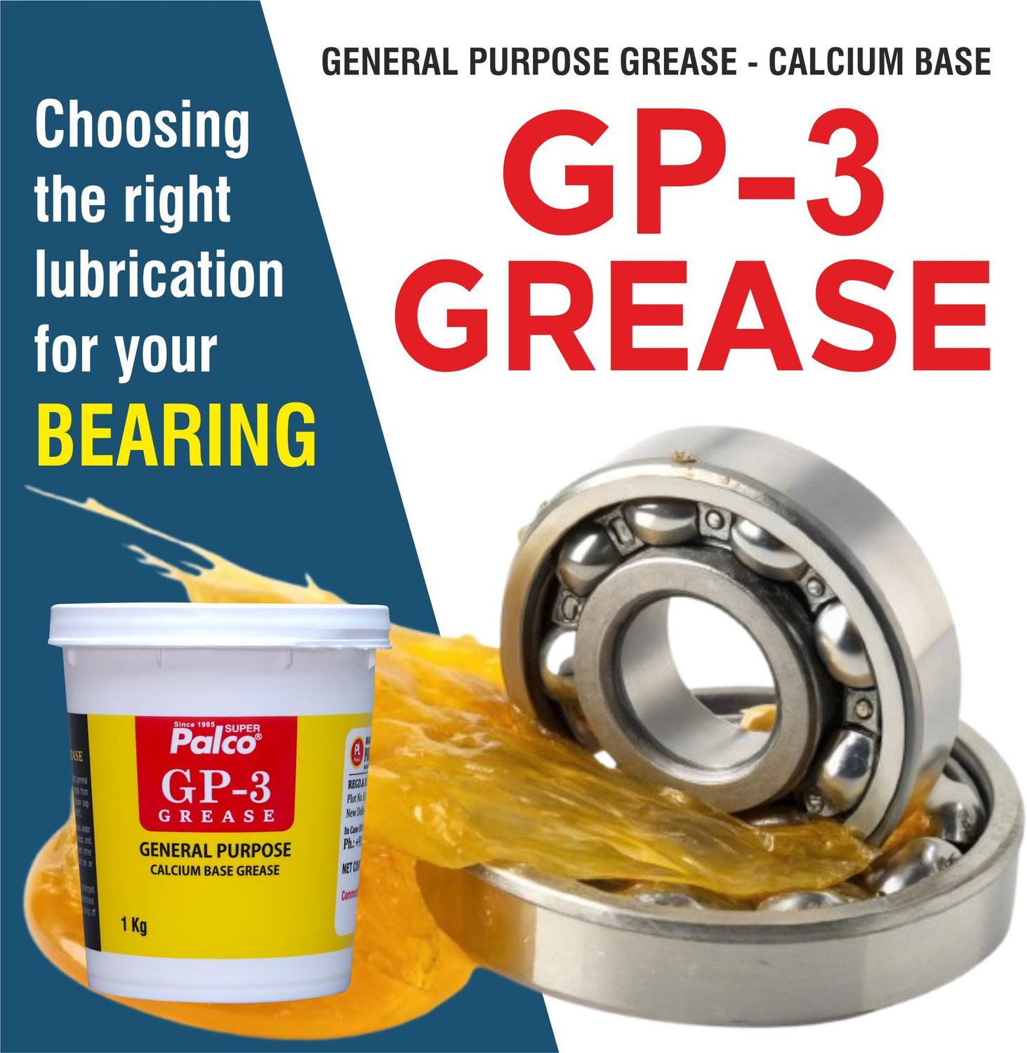 Image of PL SUPER PALCO GP-3 Grease 1KG General Multipurpose Water Resistant & Chassis Bearing Calcium Base Grease for Car Machinery Industrial Agricultural Bike Chain Lube NLGI-3 Grease