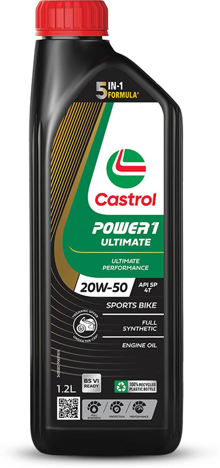 Castrol POWER1 ULTIMATE 20W-50 4T 5-in-1 Full Synthetic Engine Oil - Image 1