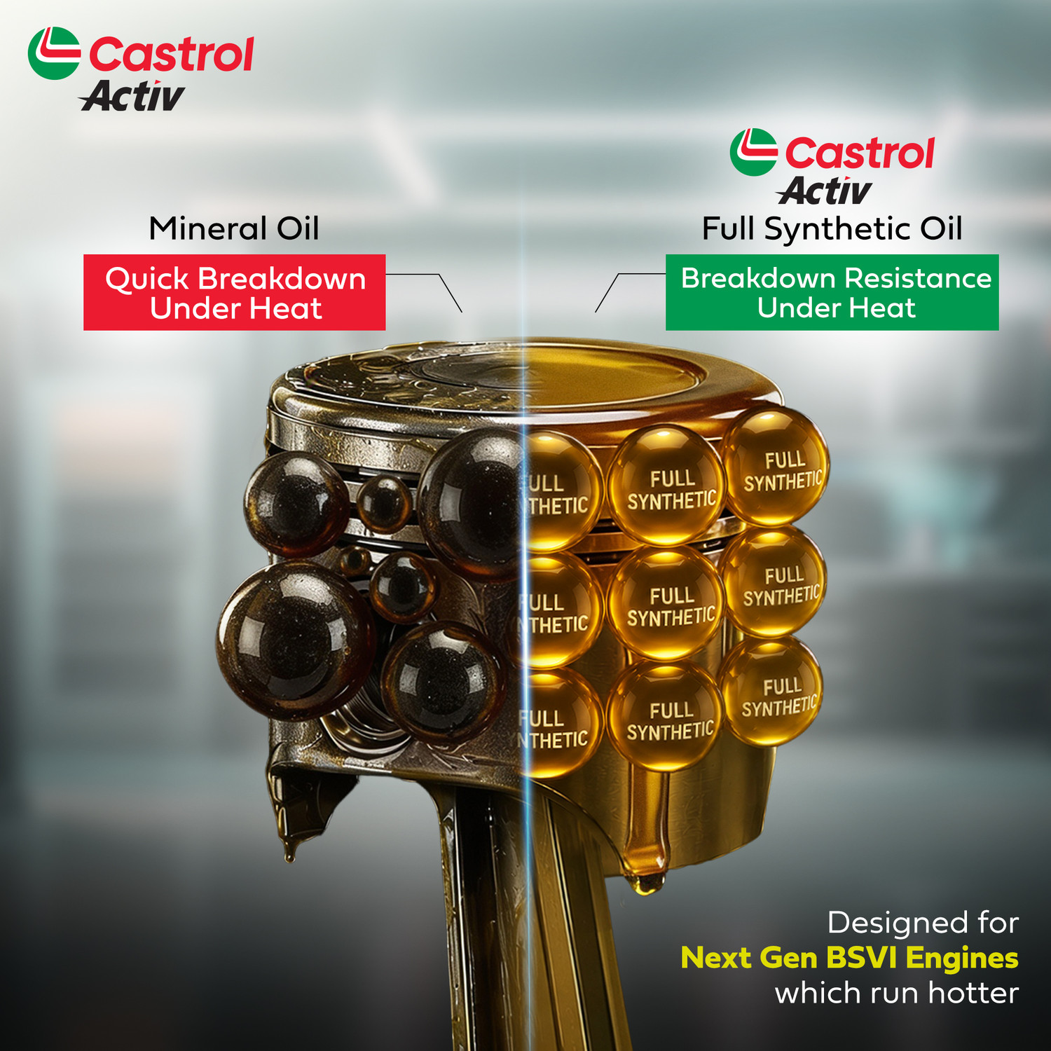 Image of Castrol Activ 4T 5W-30 for Bikes API SN and JASO MA2 Full-Synthetic Engine Oil (0.9 L, Pack of 1)