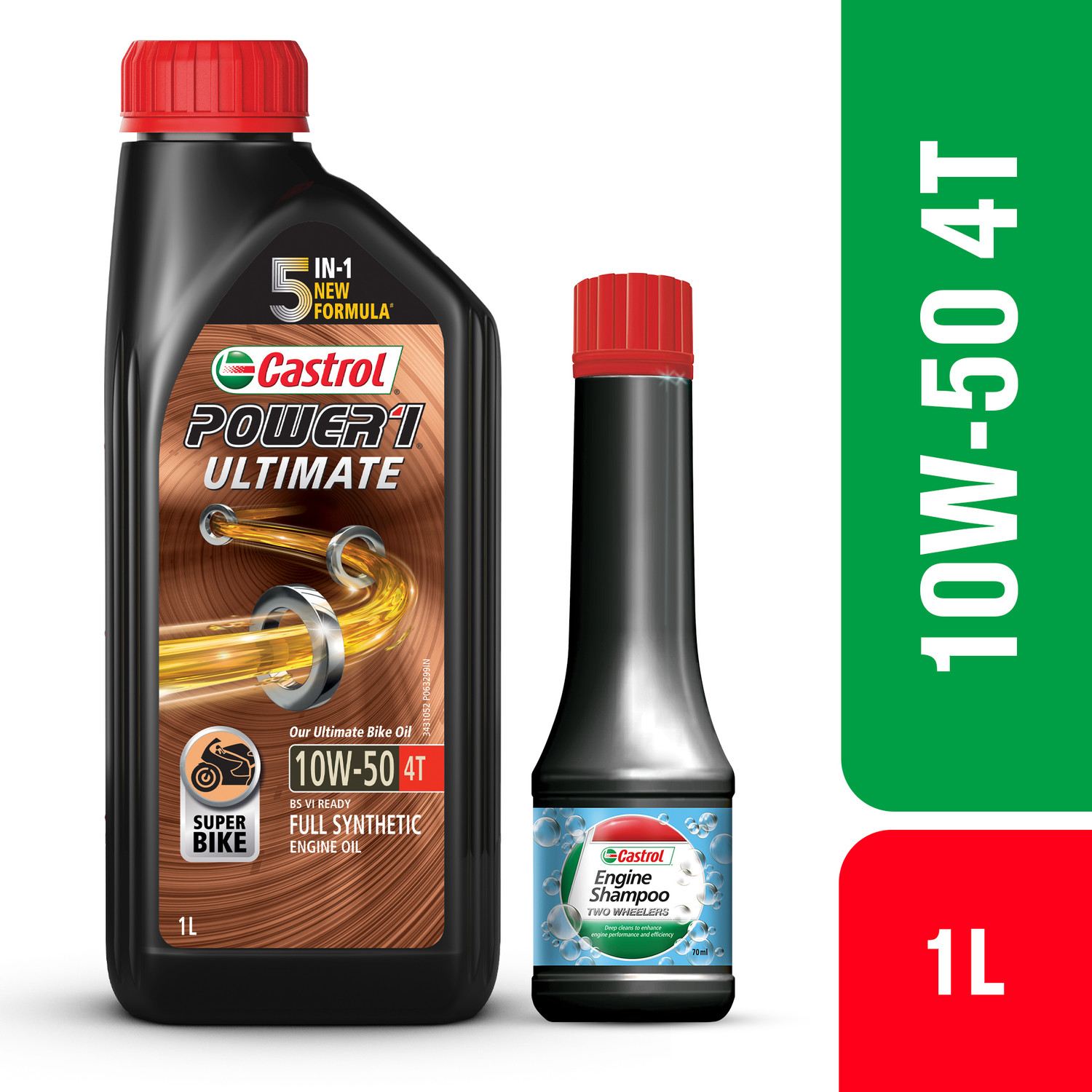 Image of Castrol Power1 Ultimate 10W-50 4T for Super Bike Super Saver Combo Full-Synthetic Engine Oil
