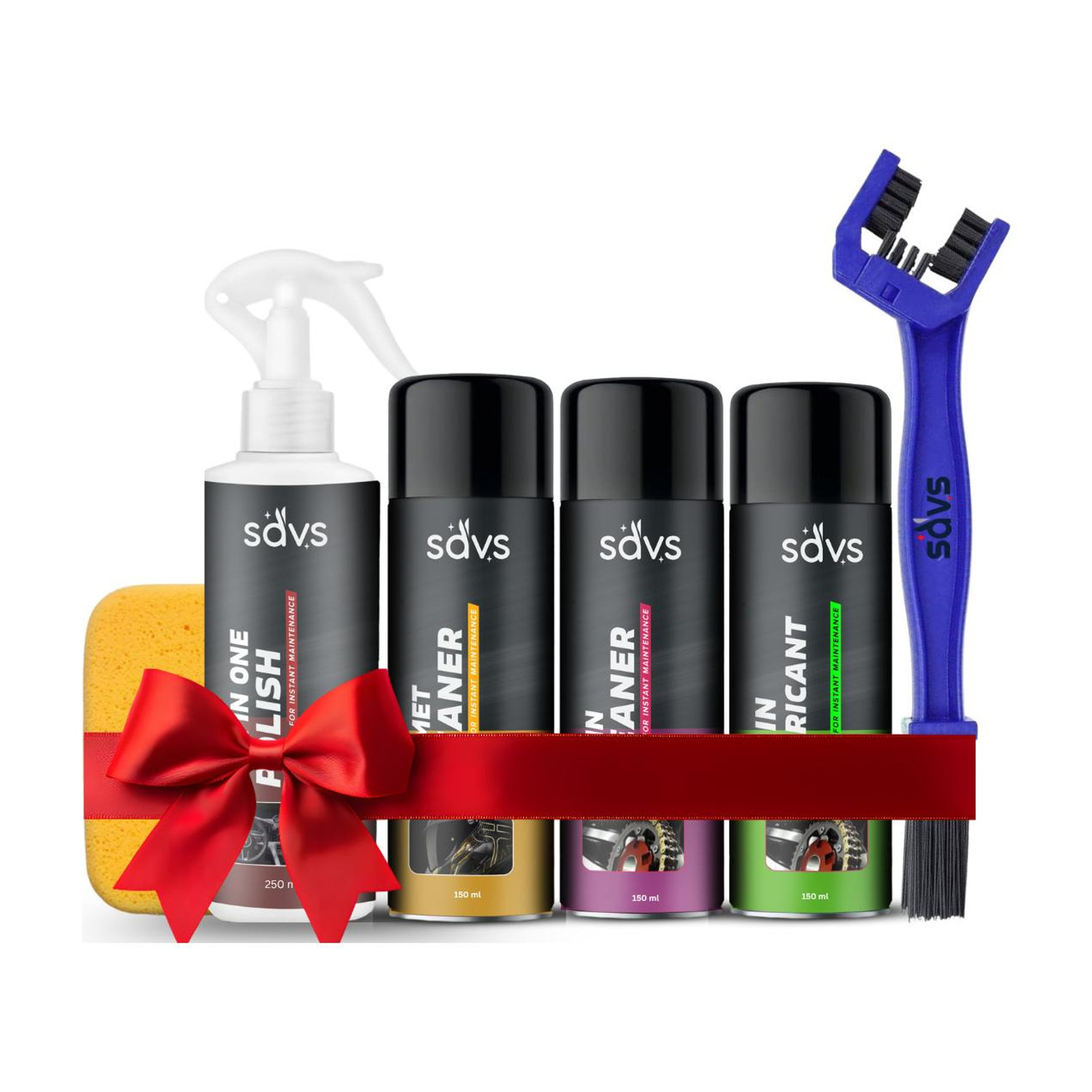 Image of SAVS Ultimate Bike & Helmet Cleaning Kit Heavy Duty Chain Cleaner + Chain Lube + Helmet Cleaner + 250ml Polish + Brush + Sponge Combo Chain Oil