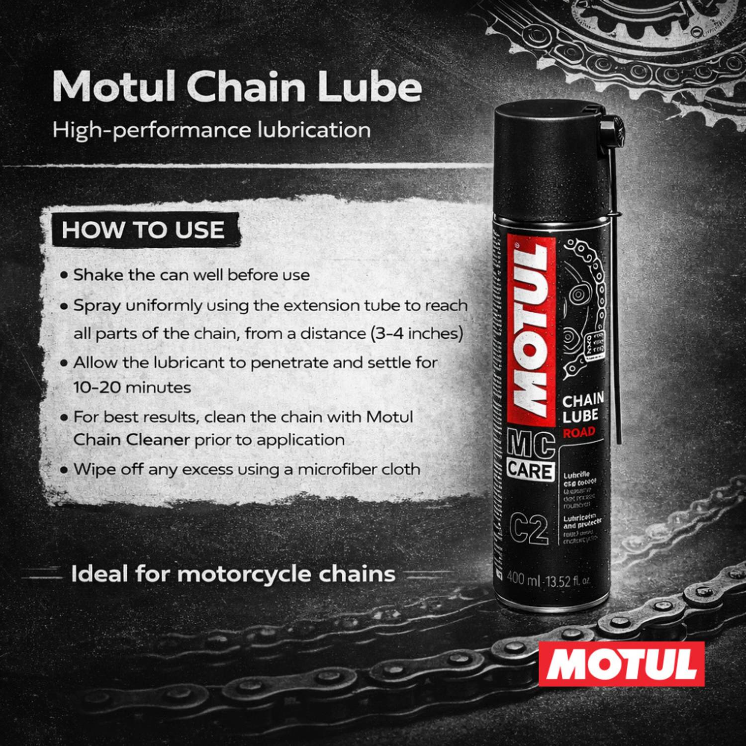 MOTUL Lube C2 Chain Lubricant 400 ml - Image 3