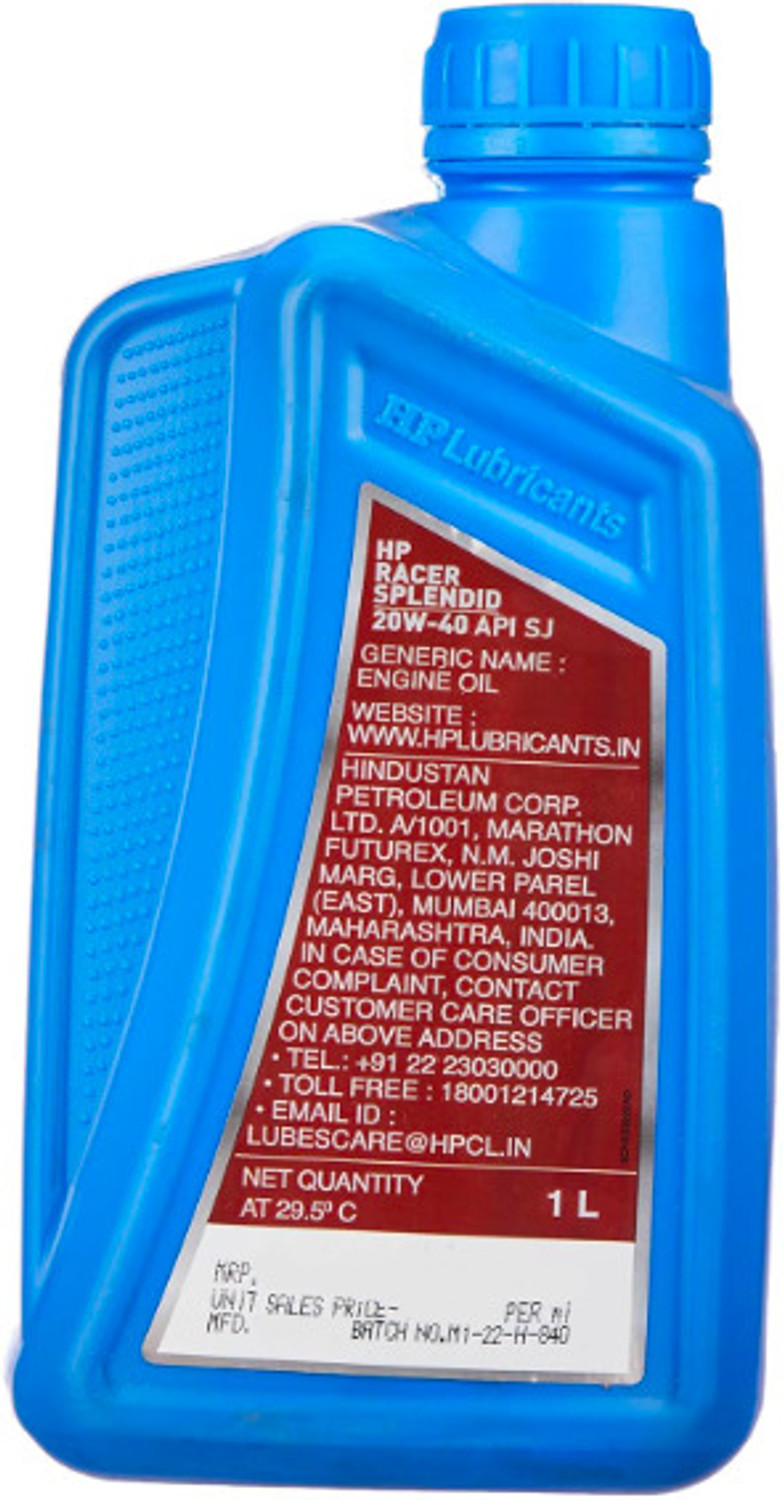 Image of HP RACER SPENDID 20W40 BLUE Lubricants Racer Splendid 20W40 API SJ, JASO MA2 Engine Oil Conventional Engine Oil