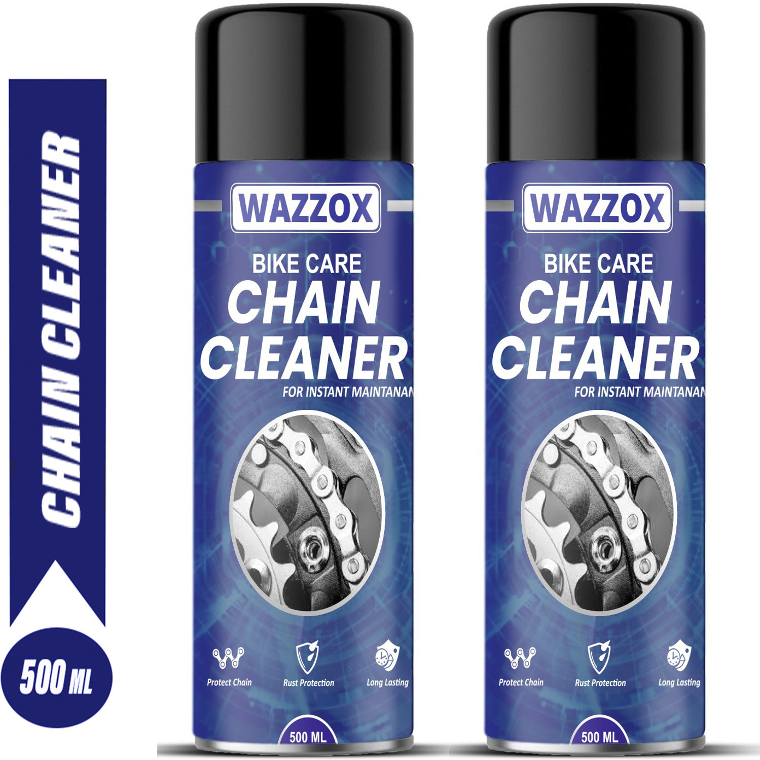 Image of WAZZOX Premium Bike Chain Cleaner / Degreaser Spray For Motorbike & Bicycle Chain Cleaner | Shines & Protects Chain Oil