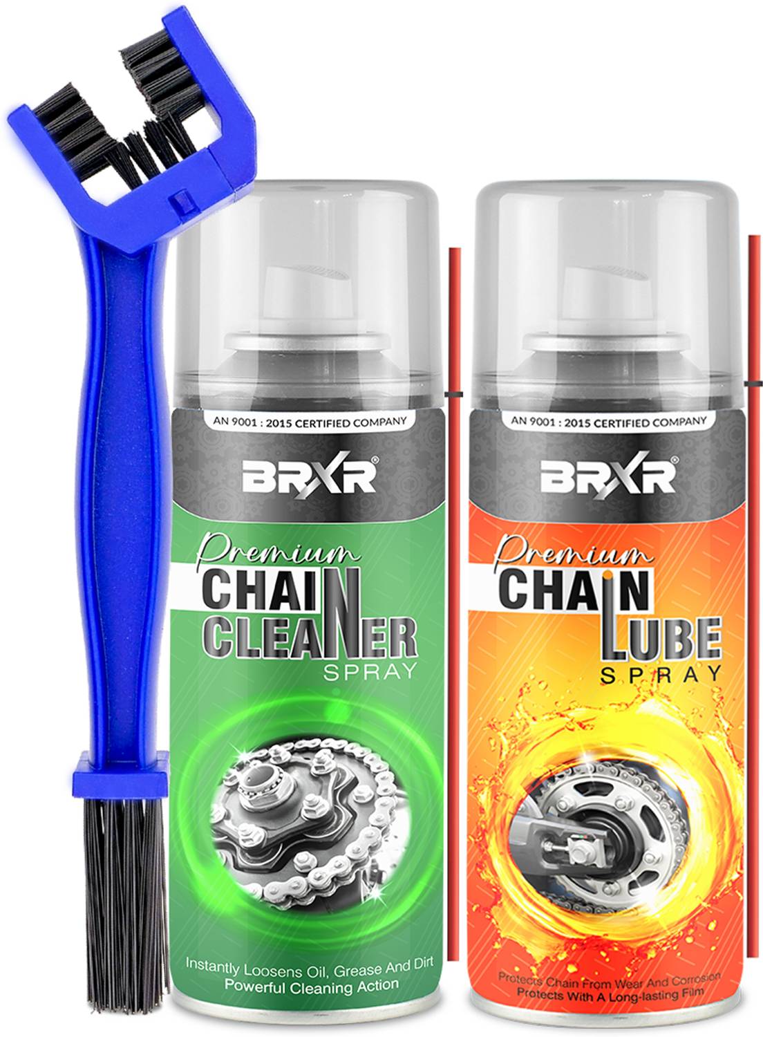 BRXR Bike Chain Cleaner and Lube Spray With Brush Combo For Smooth Ride Removes Dirt, Grease & Lubricate | Suitable For All Bikes | Increases Chain Performance Chain Oil