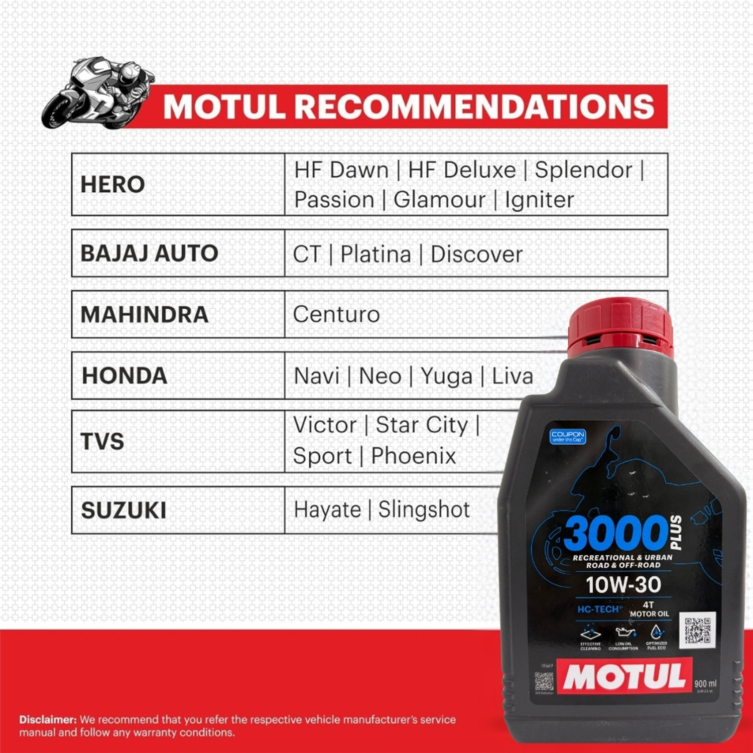 Image of MOTUL 3000-plus-4T-10W30 3000-plus-4T-10W30 Full-Synthetic Engine Oil