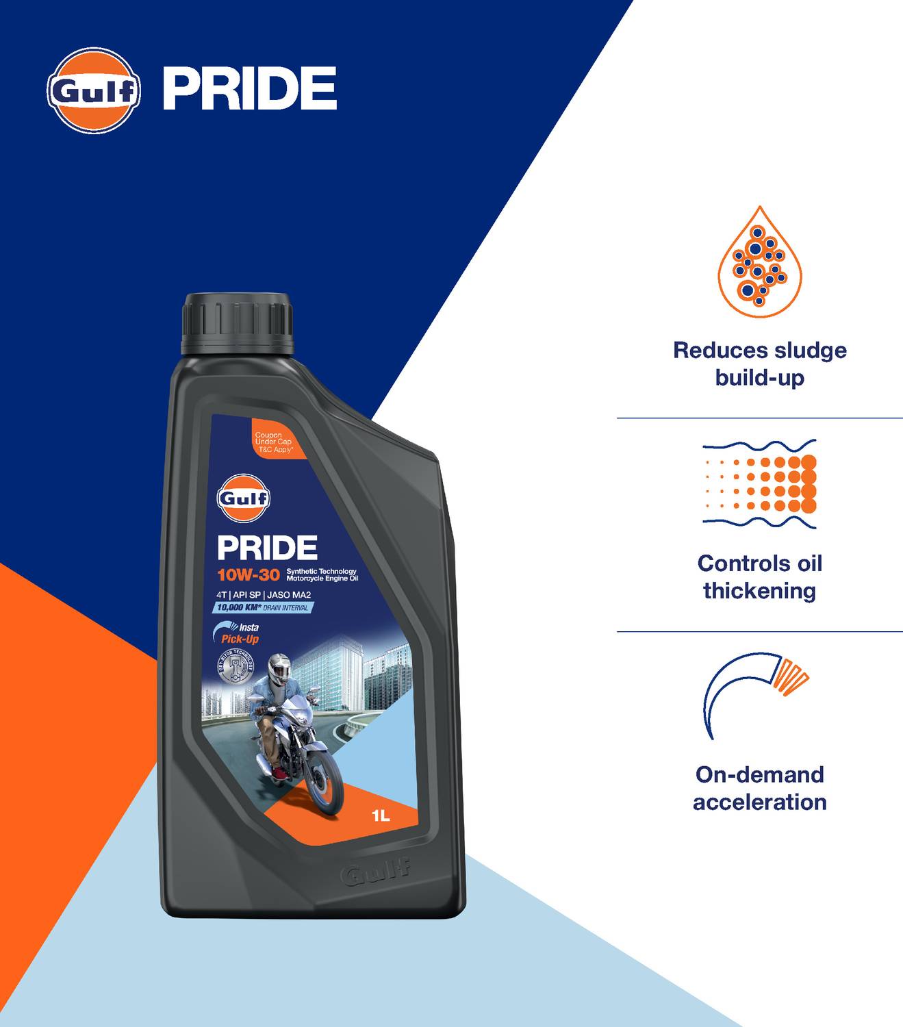 Gulf PRIDE 10W-30 4T Engine Oil 10K Km - Image 5