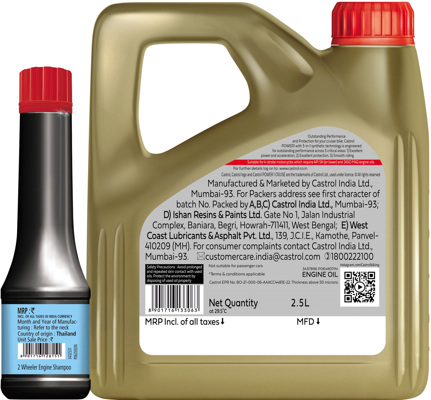 Image of Castrol POWER1CRU15W50(2.5L)+Eng.Shampoo2W(70ML) Full-Synthetic Engine Oil