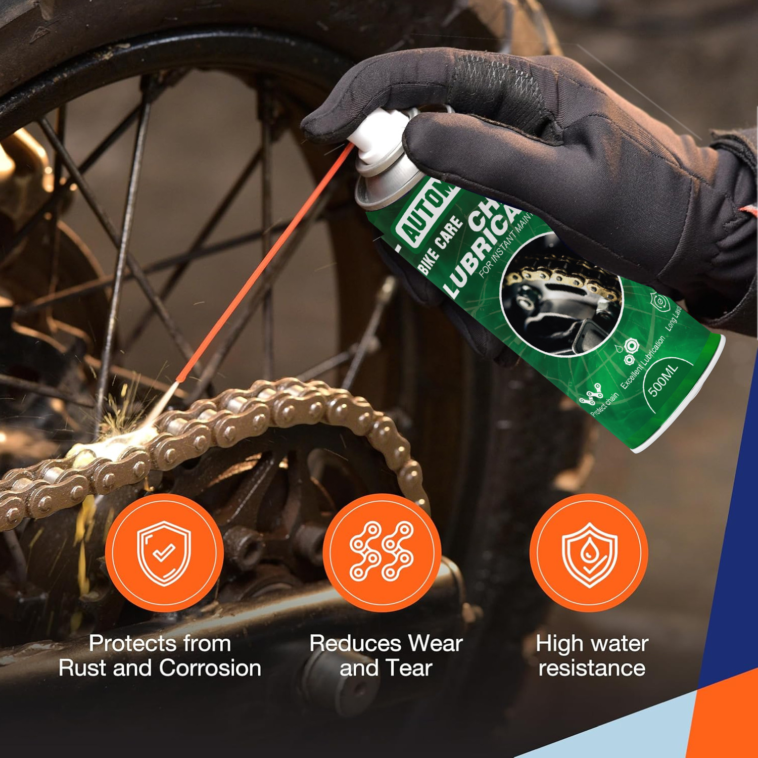Image of automunk Chain Lube Chain Oil I Pack of 3 I Chain Cleaning Brush Chain Lubricant & Chain Brush Chain Oil