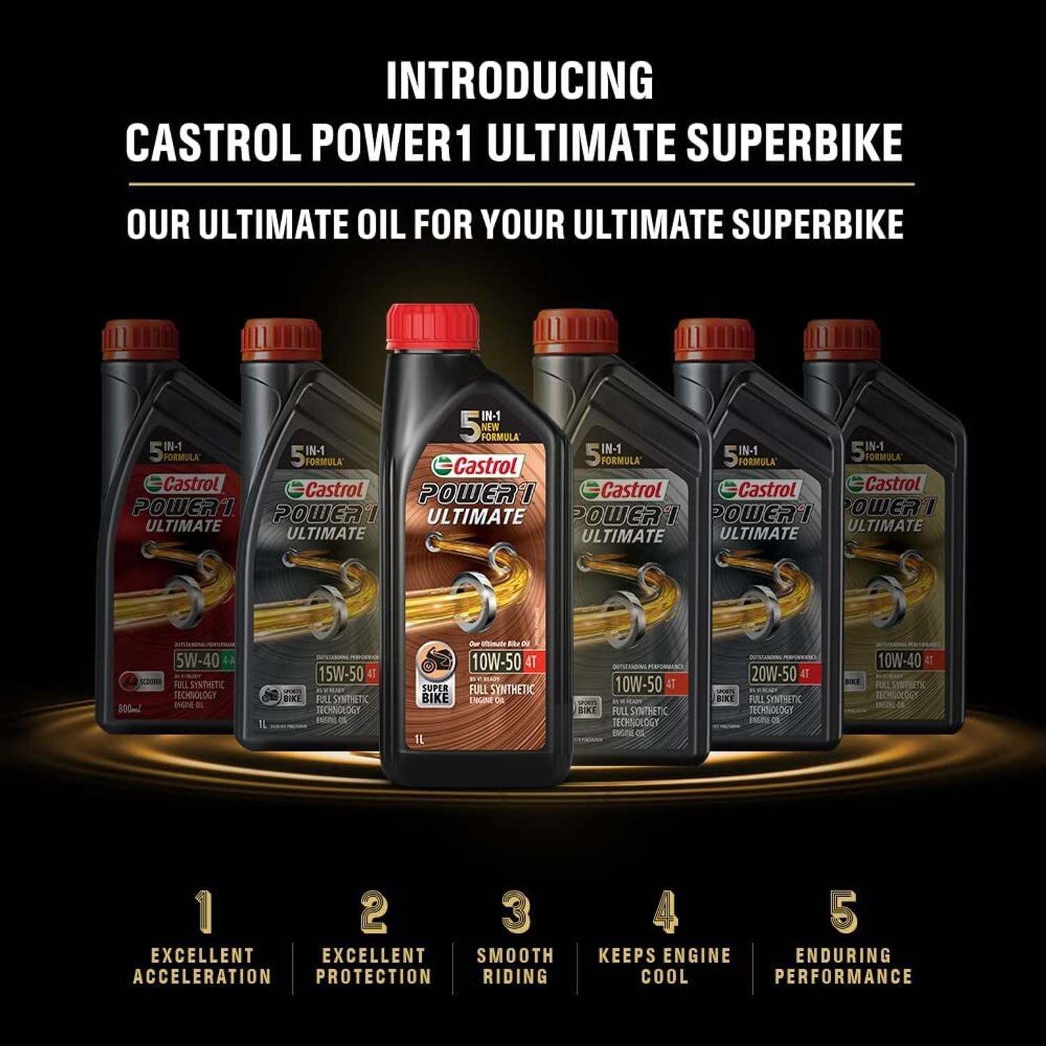 Image of Castrol Power1 Ultimate 10W-50 4T for Super Bike Super Saver Combo Full-Synthetic Engine Oil
