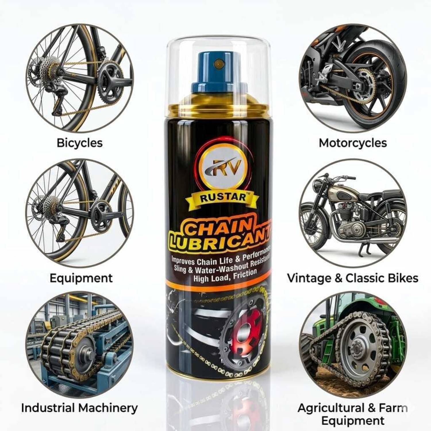 RUSTAR Chain Lube, Cleaner, Polish, Throttle Body Cleaner Combo - Image 2
