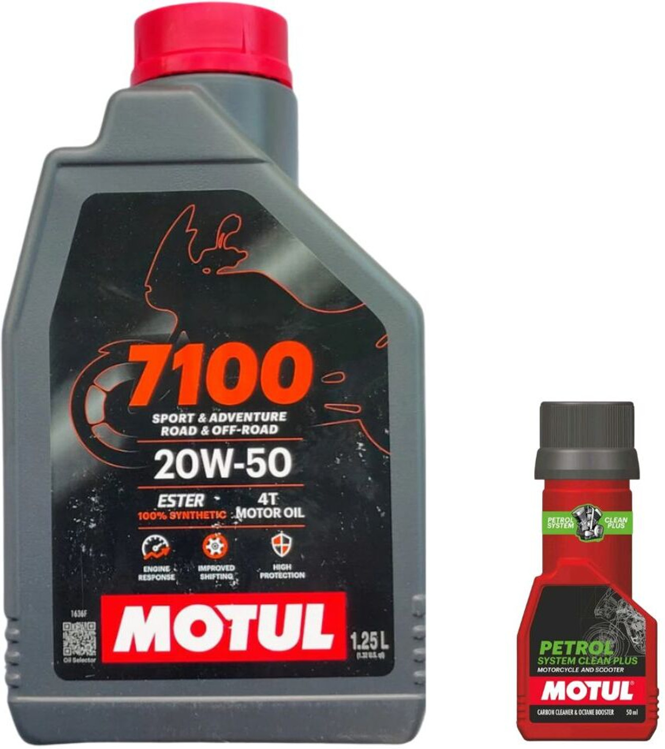 Image of MOTUL 7100 4T 20W-50 1.25L + PETROL SYSTEM CLEAN 50ML COMBO 7100 4T Full-Synthetic Engine Oil