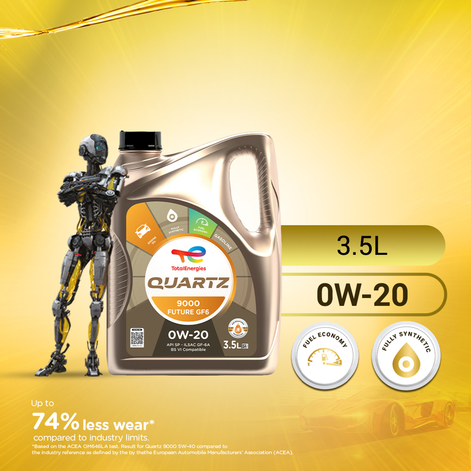 Image of Total Energies Quartz 9000 0W-20 Full-Synthetic Engine Oil