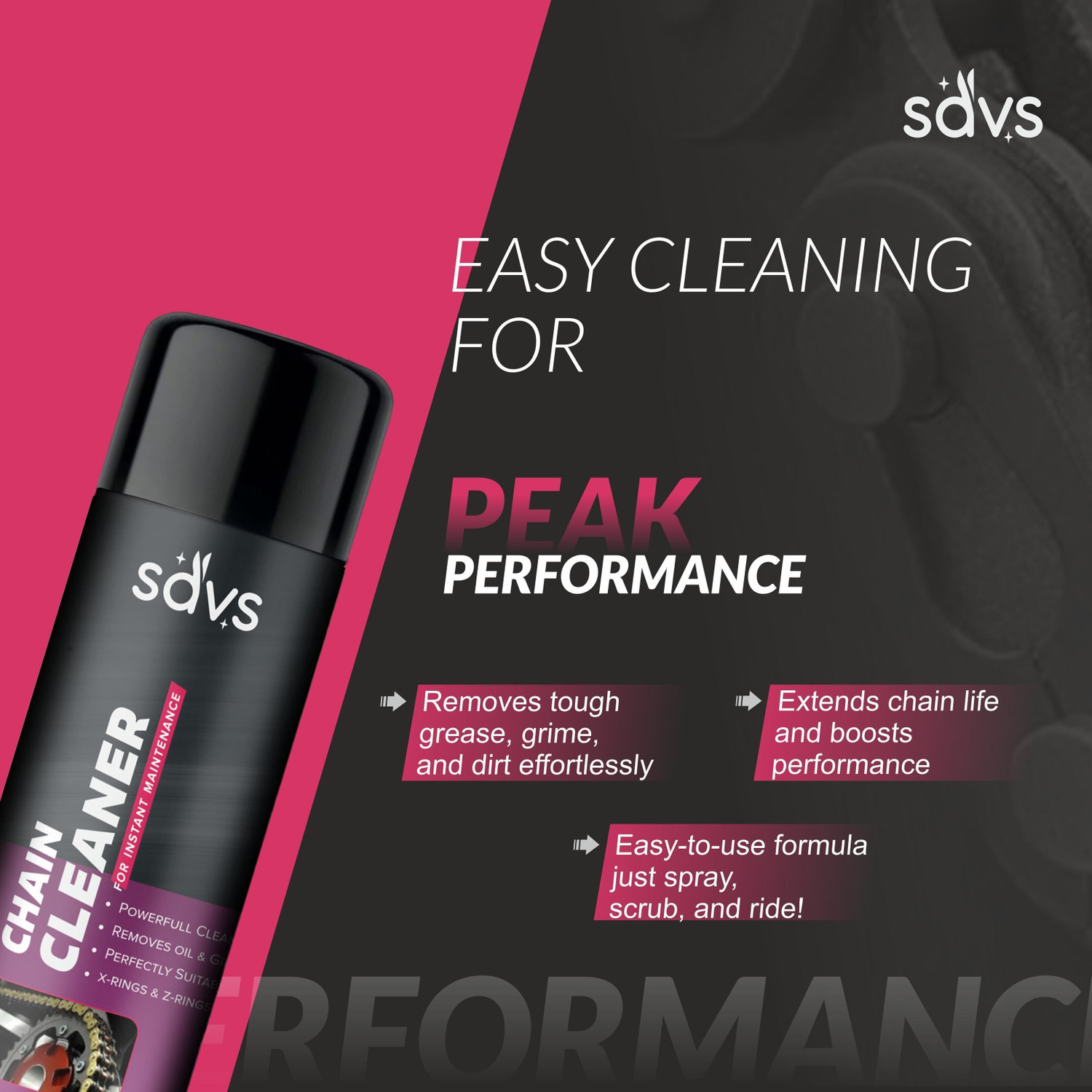 Image of SAVS Combo Of Chain Lubricant + Chain Cleaner + Helmet Cleaner + Bike Polish With Cleaning Brush | Shines & Protects Chain | Heavy Exterior Cleaning Complete kit Chain Oil