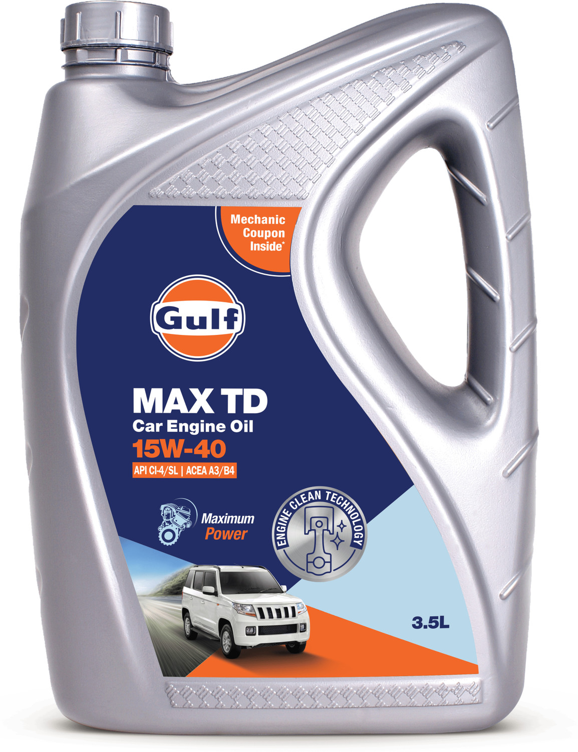 Image of Gulf MAX TD 15W40 API CI-4 /SL, ACEA A3 /B4|Petrol, Diesel SUV, MUV & Passenger Cars | 4 Wheeler High Performance Engine Oil