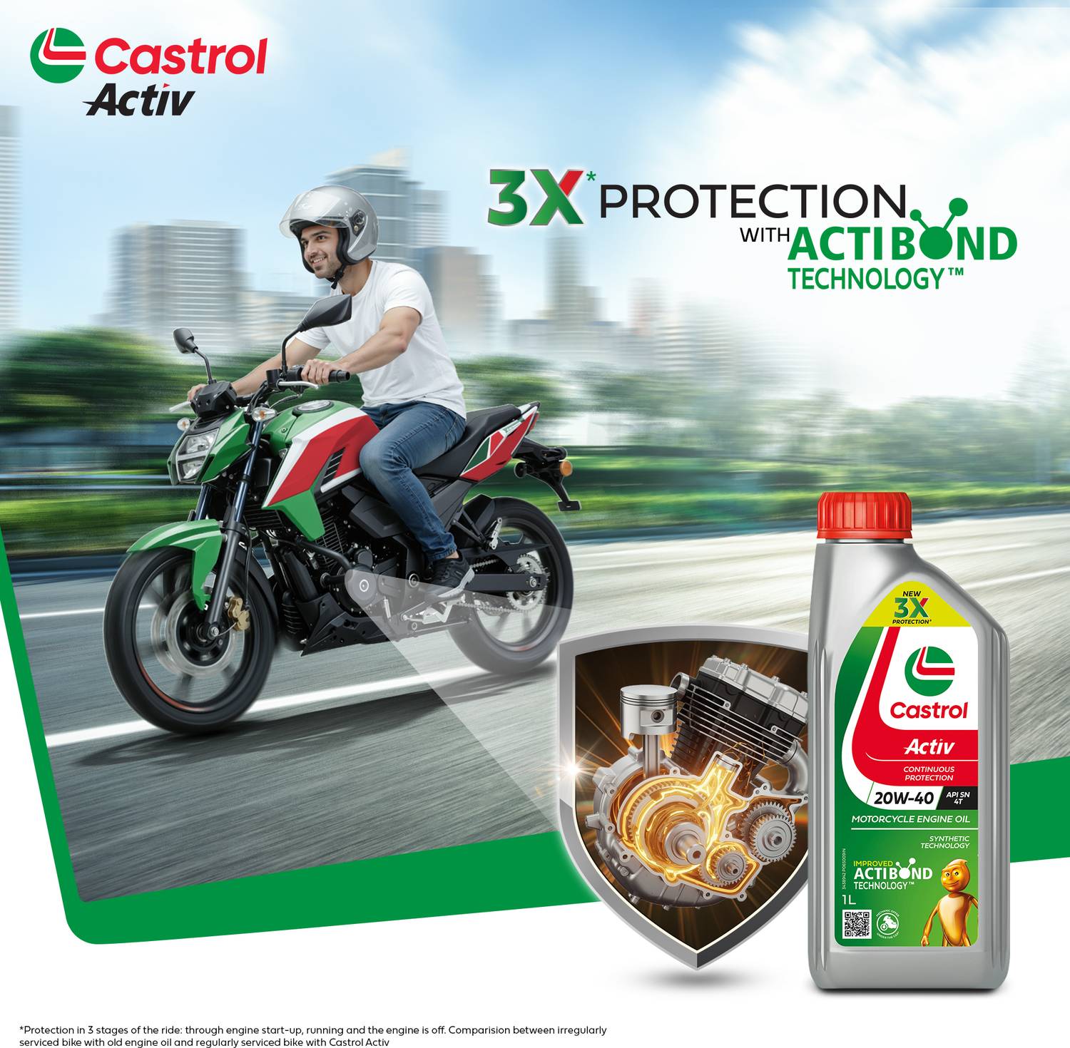 Castrol Activ 20W-40 4T 3X Protection Engine Oil - Image 5