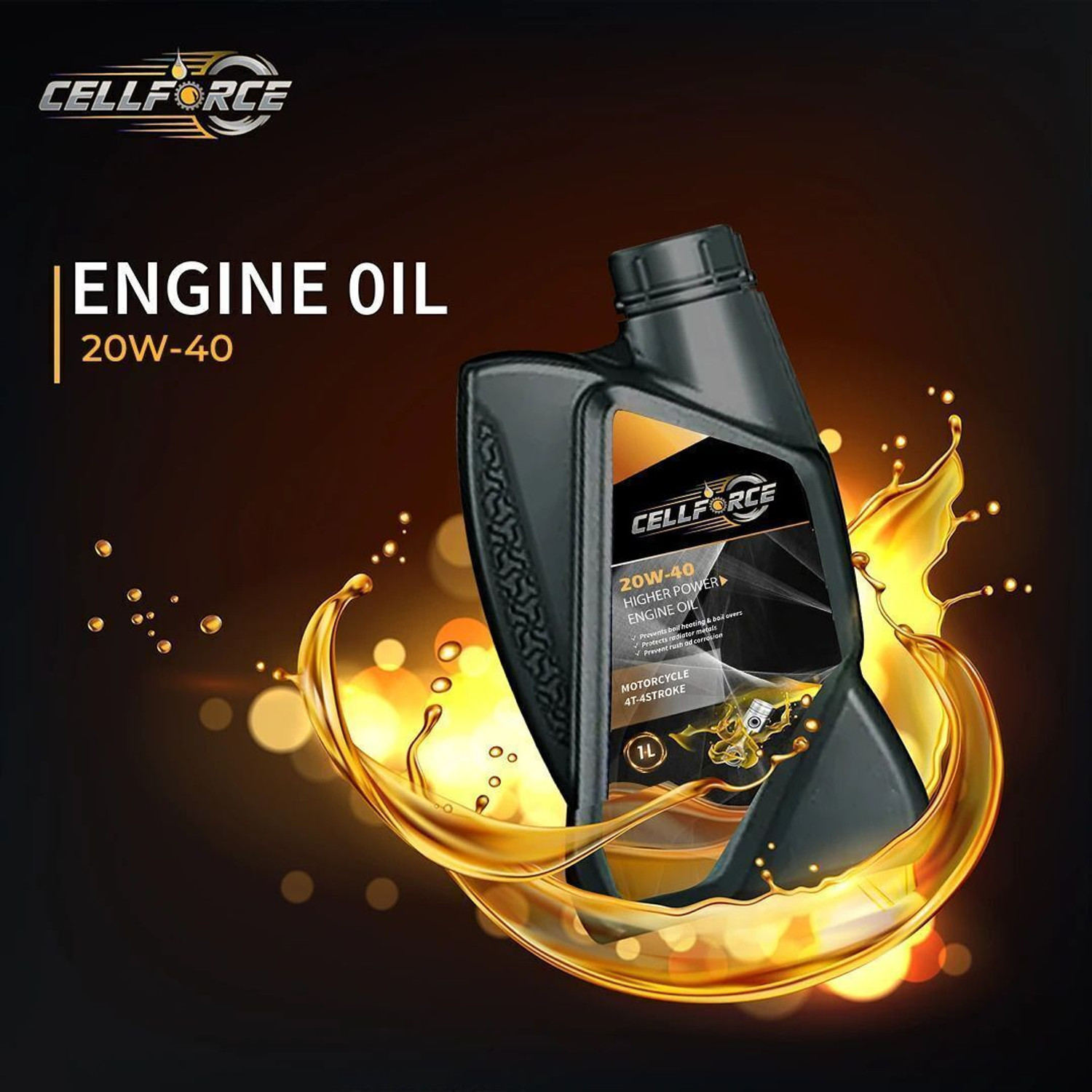 Image of CELLFORCE 20W40 Synthetic 4-Stroke Engine Oil Maximum Engine Protection for Bikes & Motorcycles | High Performance Engine Oil