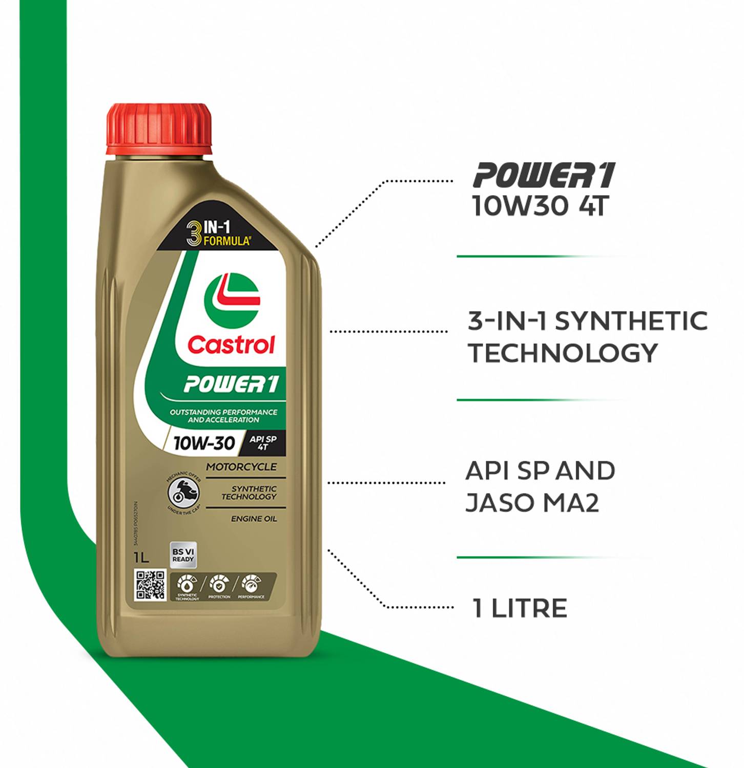 Castrol POWER1 10W-30 4T Engine Oil for High Performance Bikes - Image 3