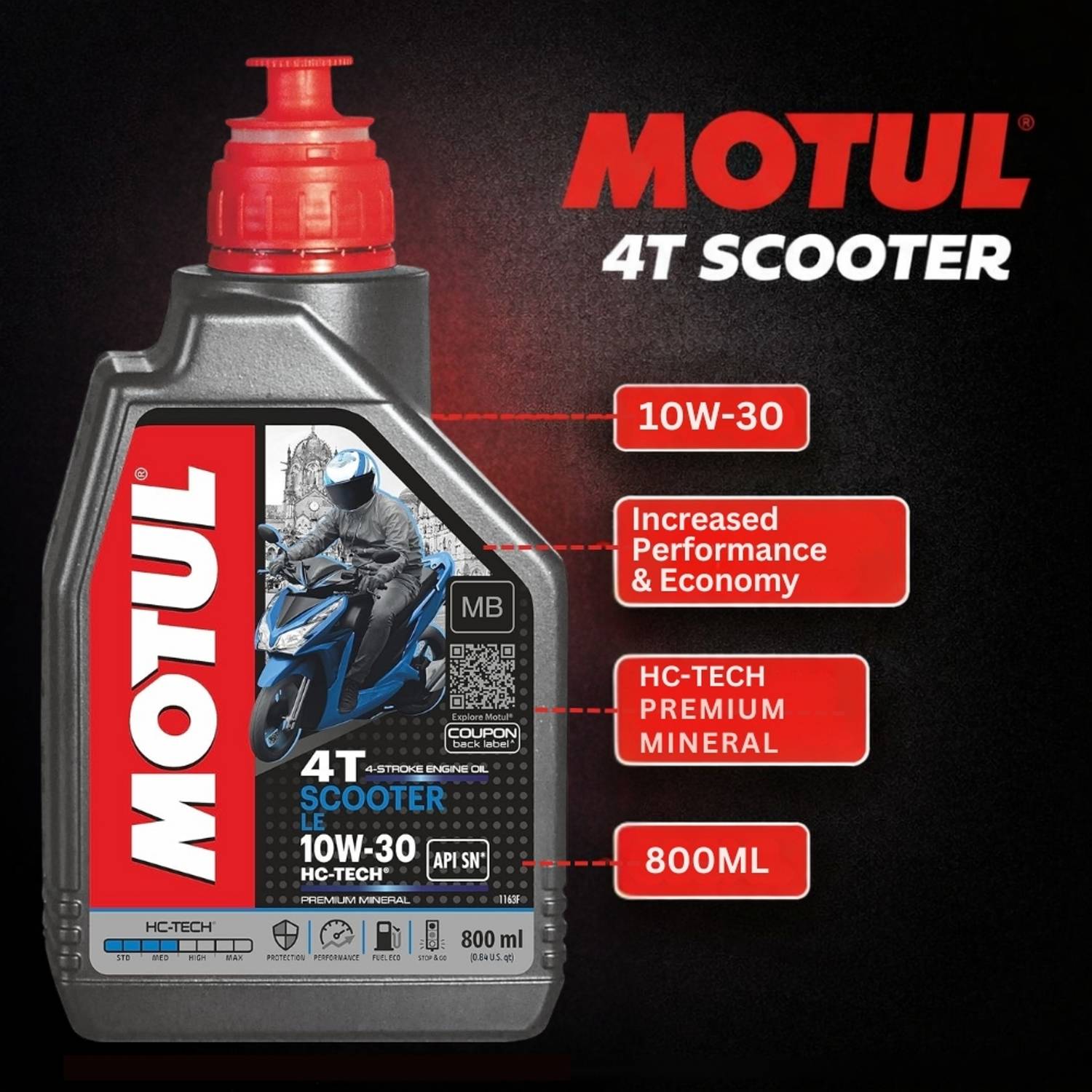 MOTUL Scooter LE 4T 10W-30HC-TECH Engine Oil - Image 2