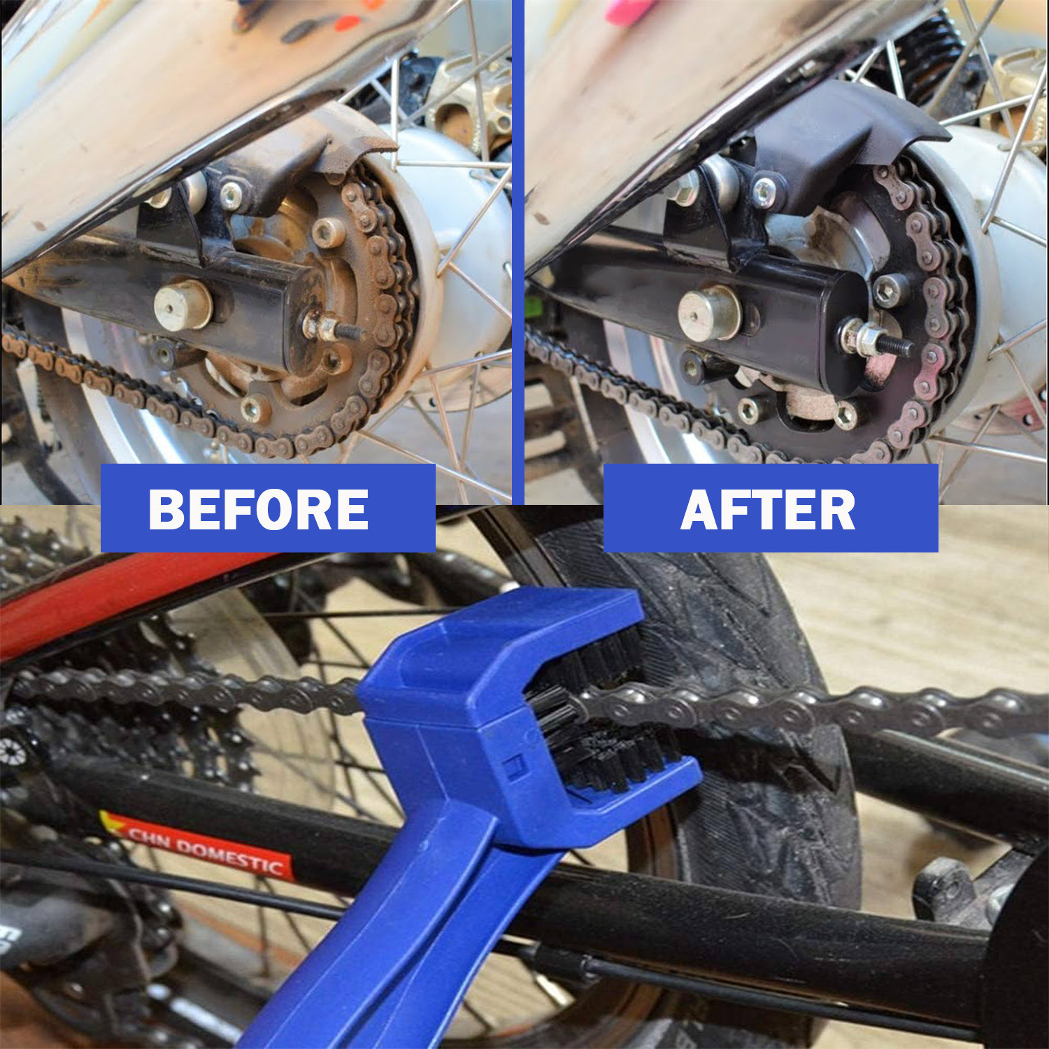 Image of WAZZOX Premium Bike Chain Cleaner / Degreaser Spray For Motorbike & Bicycle Chain Cleaner | Shines & Protects Chain Oil