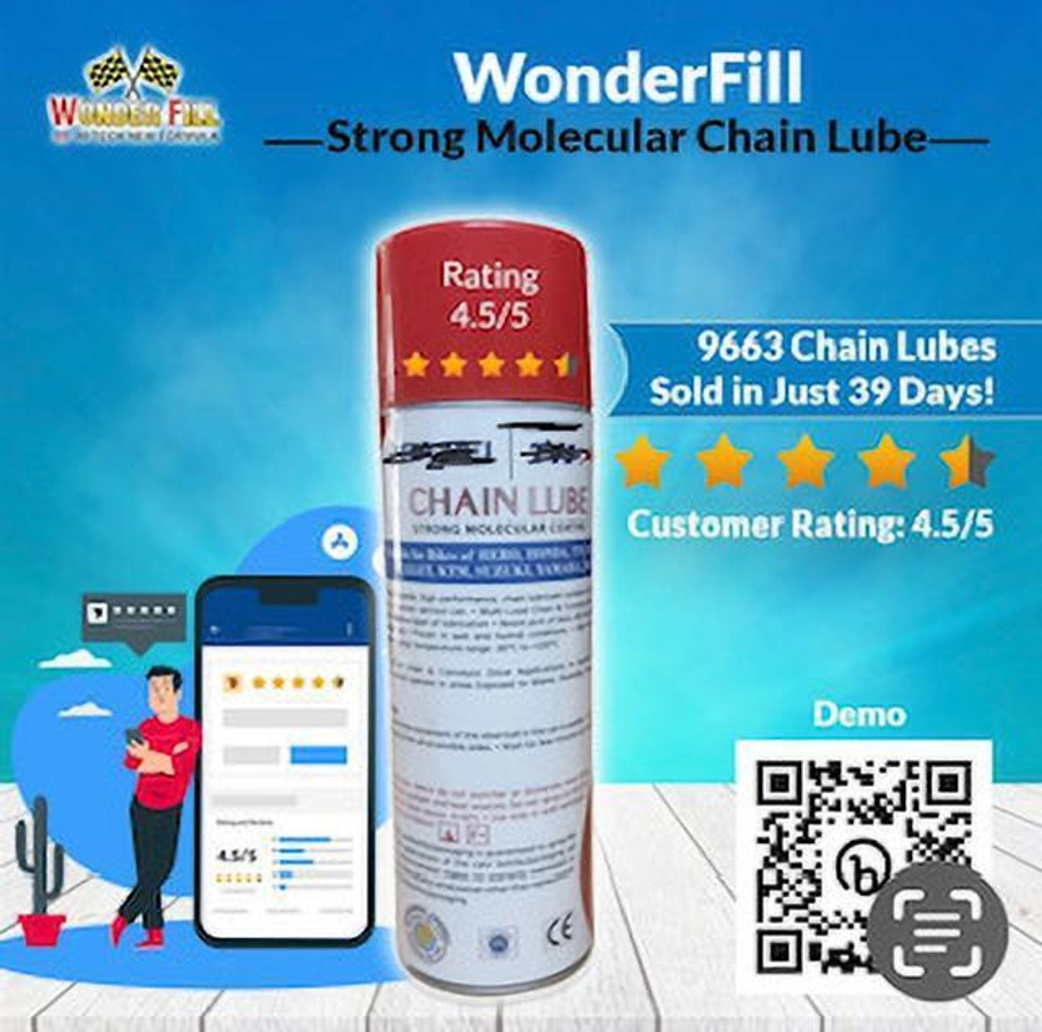Image of Wonderfill 786PL WONDERFILL HIGH STRENGTH MOLECULAR COAT CHAIN LUBE CHAIN OIL 500 ML PL Chain Oil