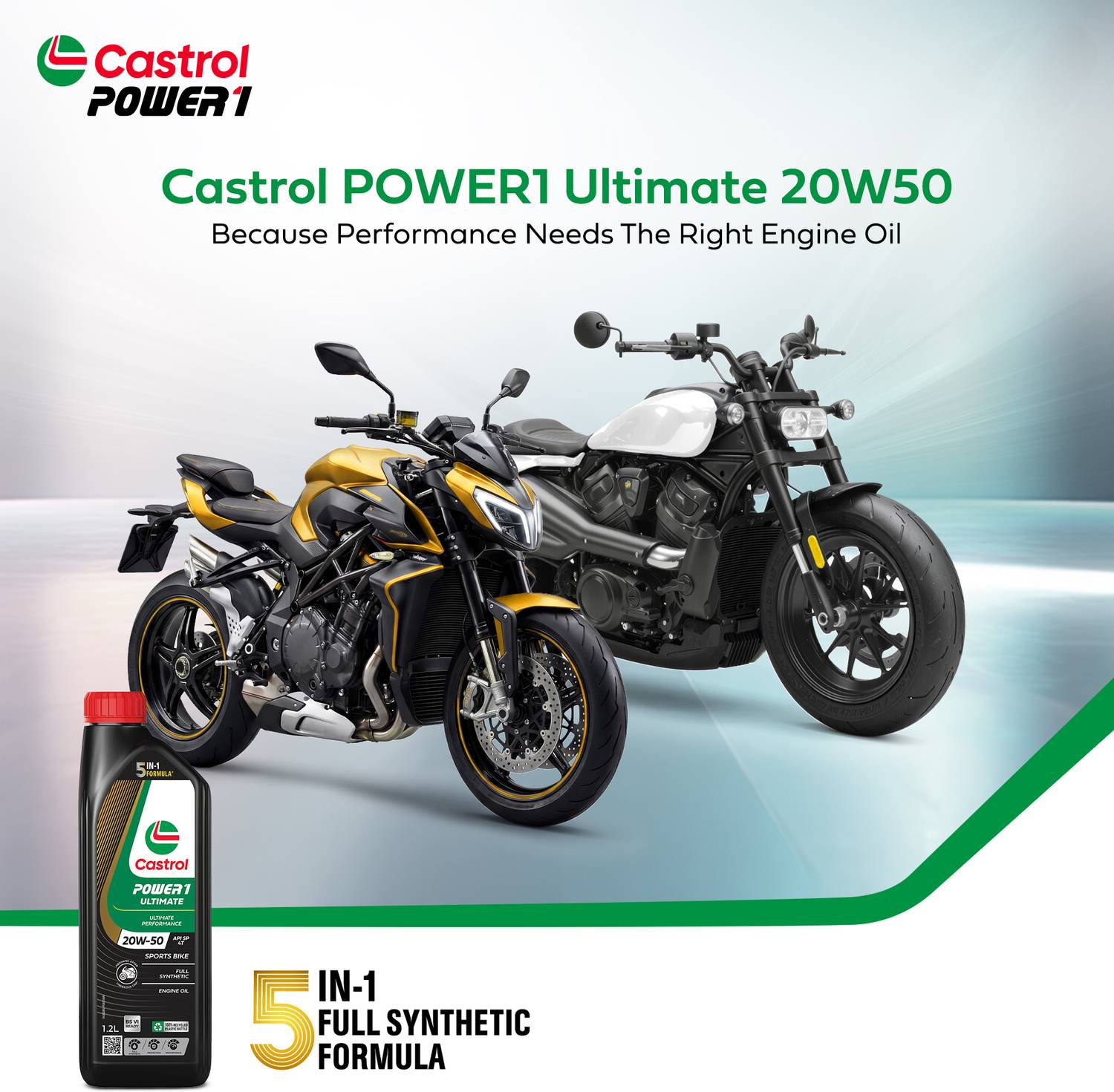 Castrol POWER1 ULTIMATE 20W-50 4T 5-in-1 Full Synthetic Engine Oil - Image 4