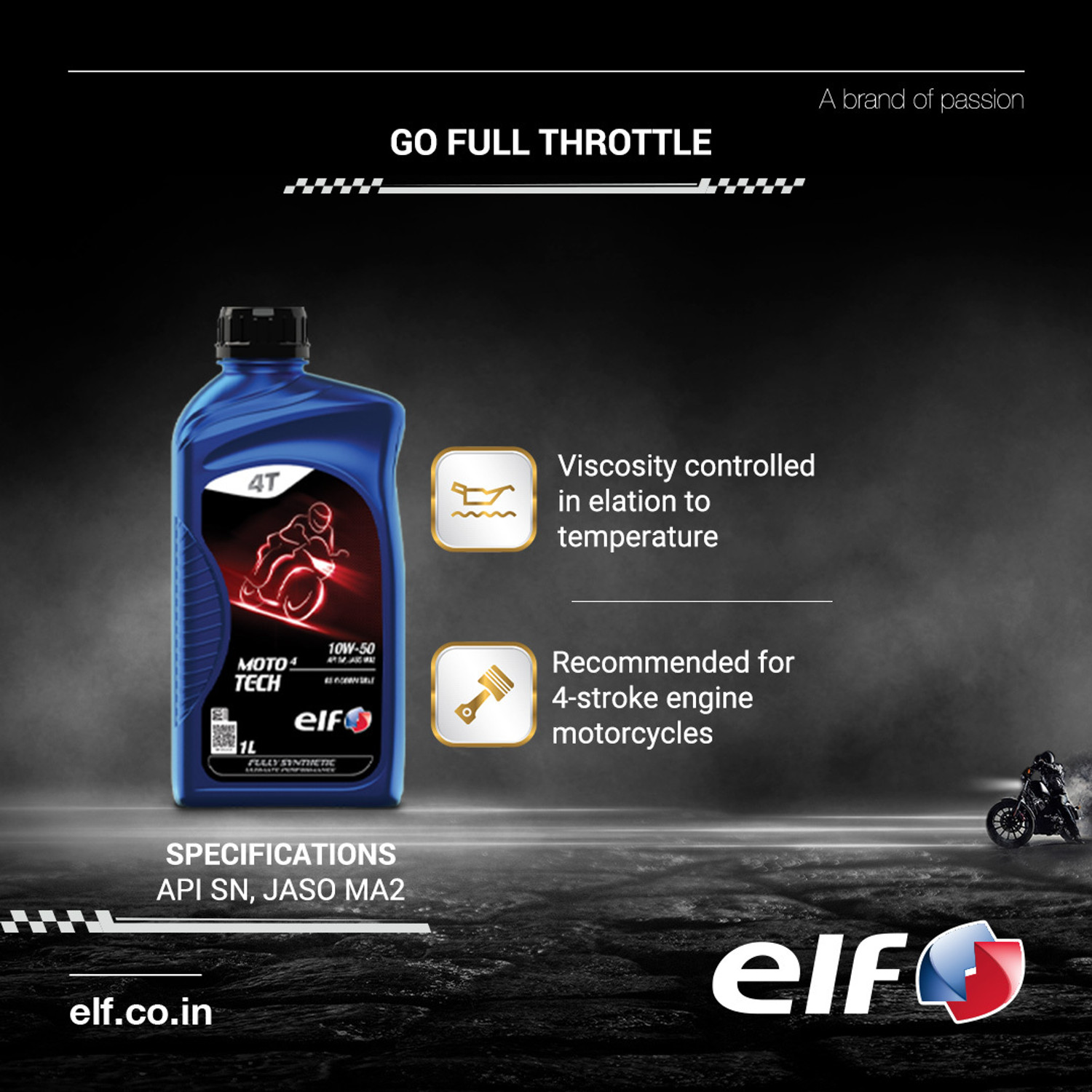 Image of Elf Tech 10W-50 Full-Synthetic Engine Oil (1 L)