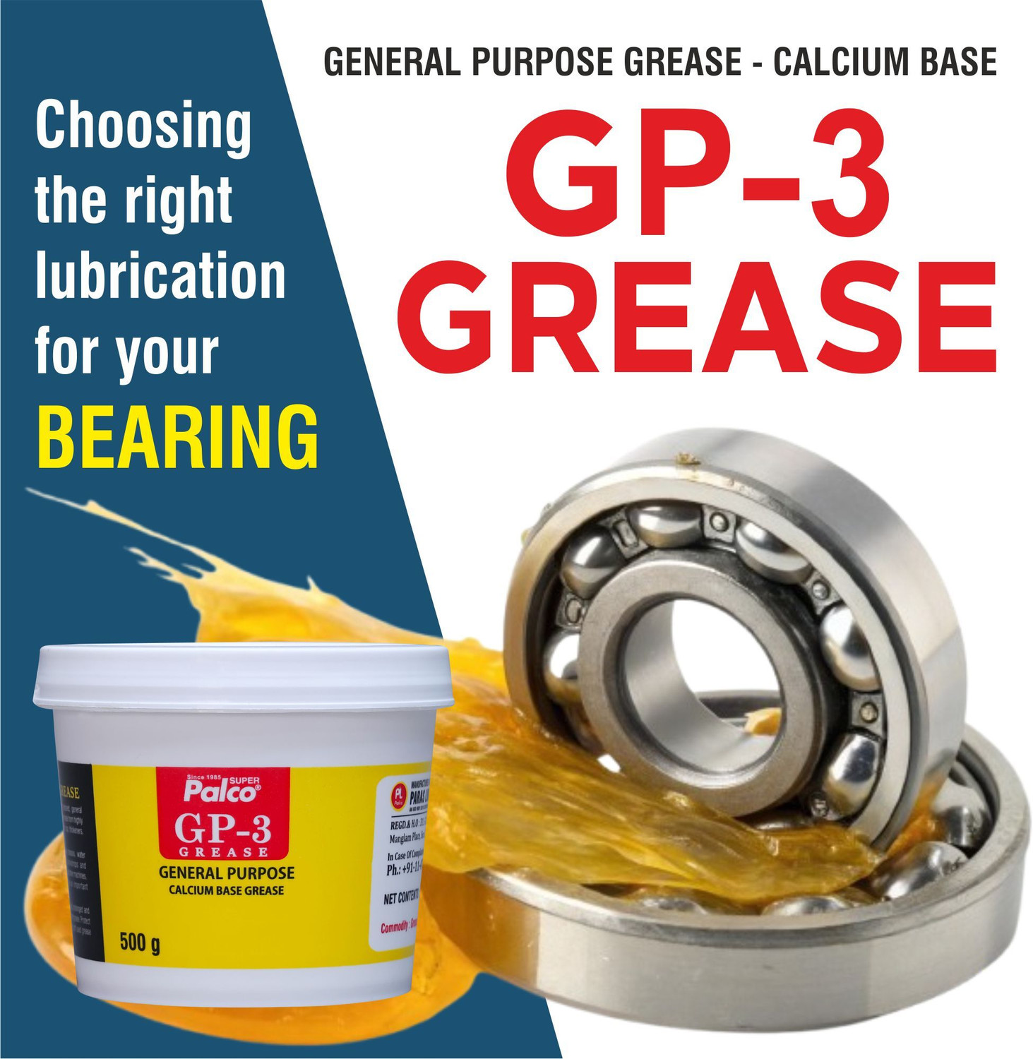 Image of PL SUPER PALCO GP-3 Grease 500g General Multipurpose Water Resistant & Chassis Bearing Calcium Base Grease for Car Machinery Industrial Agricultural Bike Chain Lube NLGI-3 Grease