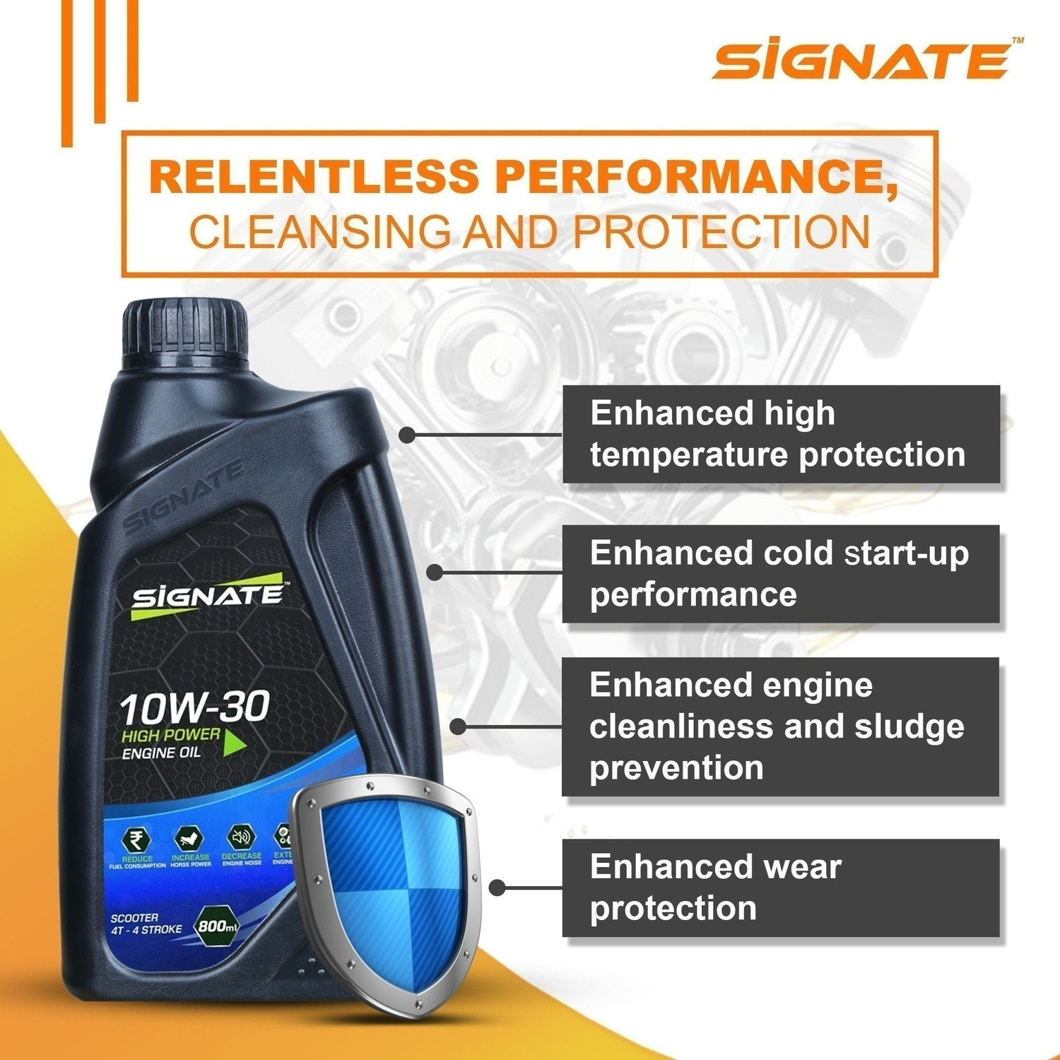 Image of Signate 10W30 4T Scooter Engine Oil | Power Formula of Vehicle Lubricants For Synthetic Blend Engine Oil